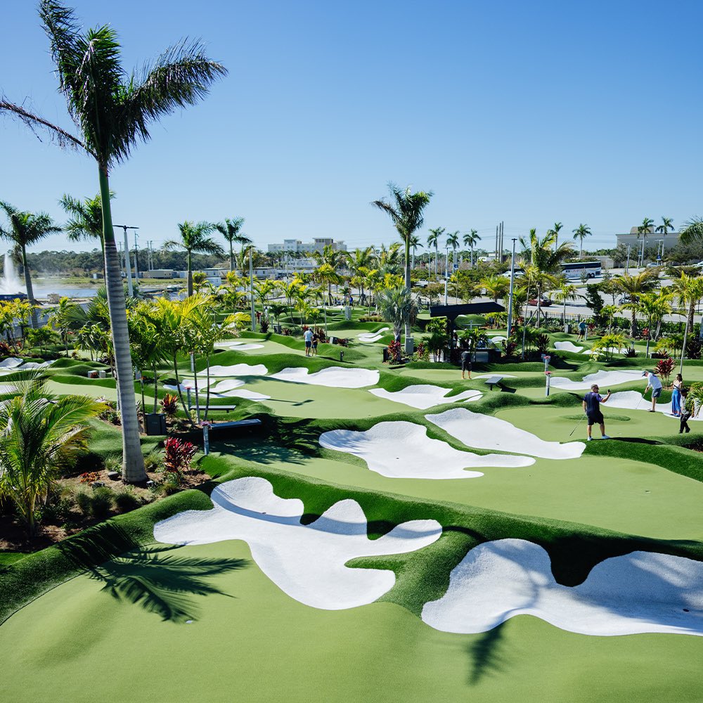 TaylorMadeGolf's tweet photo. You've never seen golf like this before. 🤯 We joined up with @tigerwoods and @PopstrokeGolf to bring you the best putting experience in the game. Play courses designed by Tiger, relax with food &amp; drink, then go back out again. Head to @PopstrokeGolf for more. #TeamTaylorMade https://t.co/RWprT3lI2O
