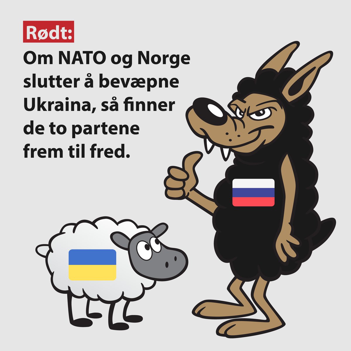 Det er på dager som denne - etter å ha hørt Rødts absurde argumenter mot våpenhjelp til Ukraina på gårsdagens #dax18 - at jeg skulle ønske jeg kunne lage satiretegninger. Av mangel på tid og ferdigheter tror jeg denne oppsummerer hva mine tenker...