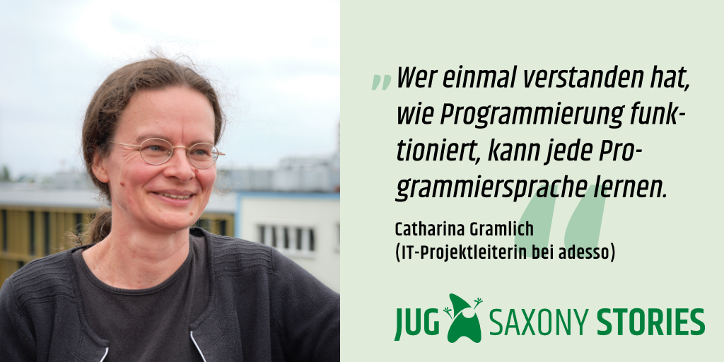 jugsaxony's tweet photo. Sie weiß, wovon sie spricht - Catharina Gramlich ist IT-#Projektleiterin bei unserem Fördermitglied @adesso_SE. In #JUGSaxonyStories erzählte sie uns von ihren Weg und welche Menschen sie inspiriert haben. https://t.co/uM9GsRzYEH 
#JUGSaxony #ITinSachsen #womeninit #womenintech https://t.co/KUZ639FGXH