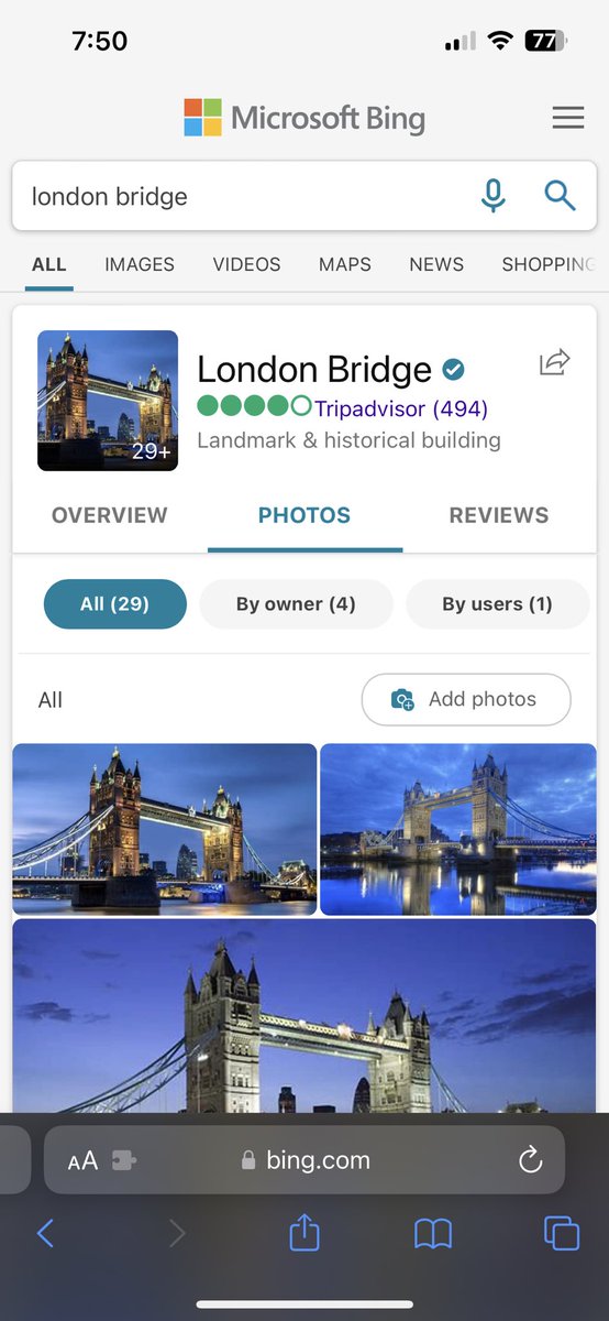 thebrittabroad's tweet photo. Might want to do some fact checking there ⁦@Microsoft⁩. Pretty sure that’s tower bridge! https://t.co/tHzkBiclak