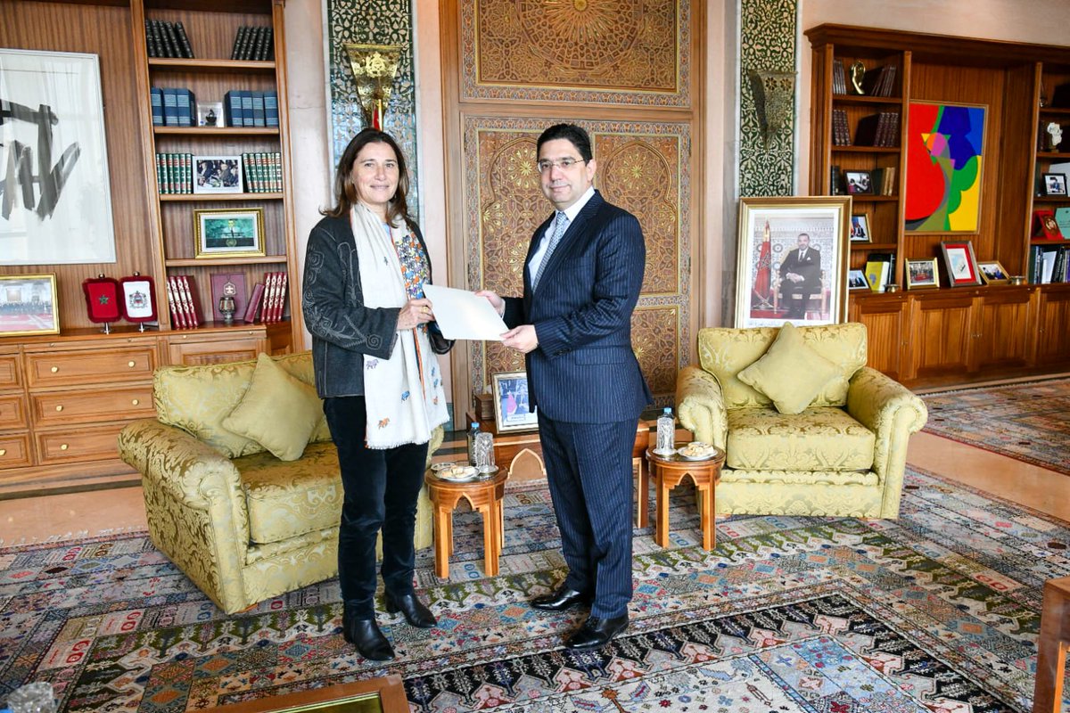 M. Nasser Bourita a reçu, aujourd'hui à Rabat, Mme Nathalie Fustier, venue lui présenter sa lettre de nomination en sa qualité de Coordinatrice Résidente du Système des Nations Unies pour le Développement au Maroc.
