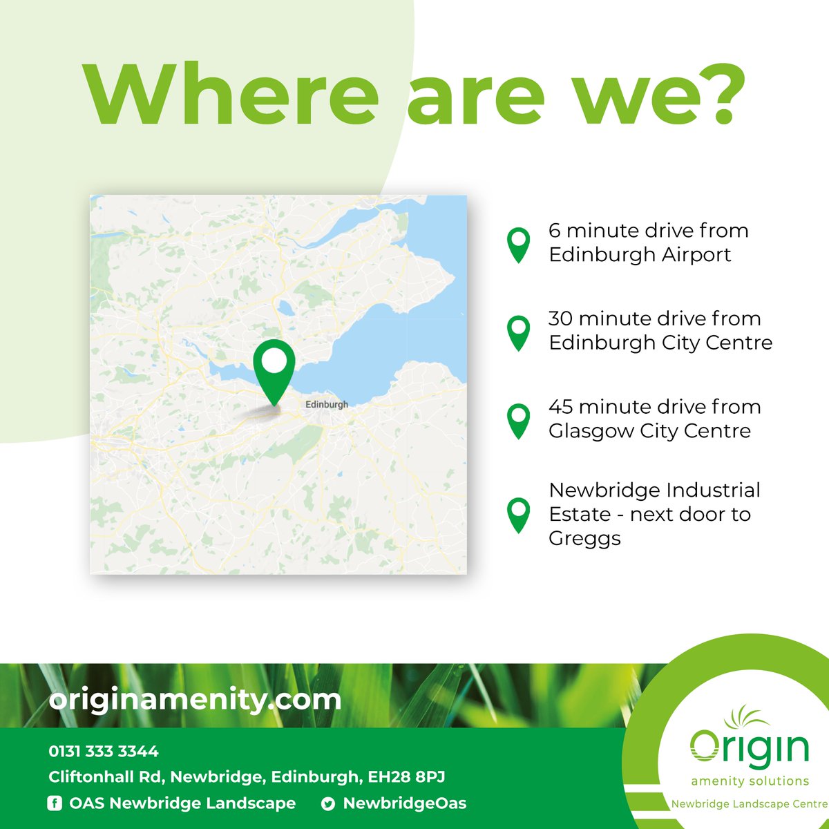 NewbridgeOas's tweet image. Do you know where we&apos;re based?

We&apos;re only 6 minutes from Edinburgh Airport! More details are explained below 👇

Contact us to place an order
📞 +44 131 333 3344
📧 scotlandsales@originamenity.com

#originamenitysolutions #newbridgelandscapecentre #RigbyTaylor