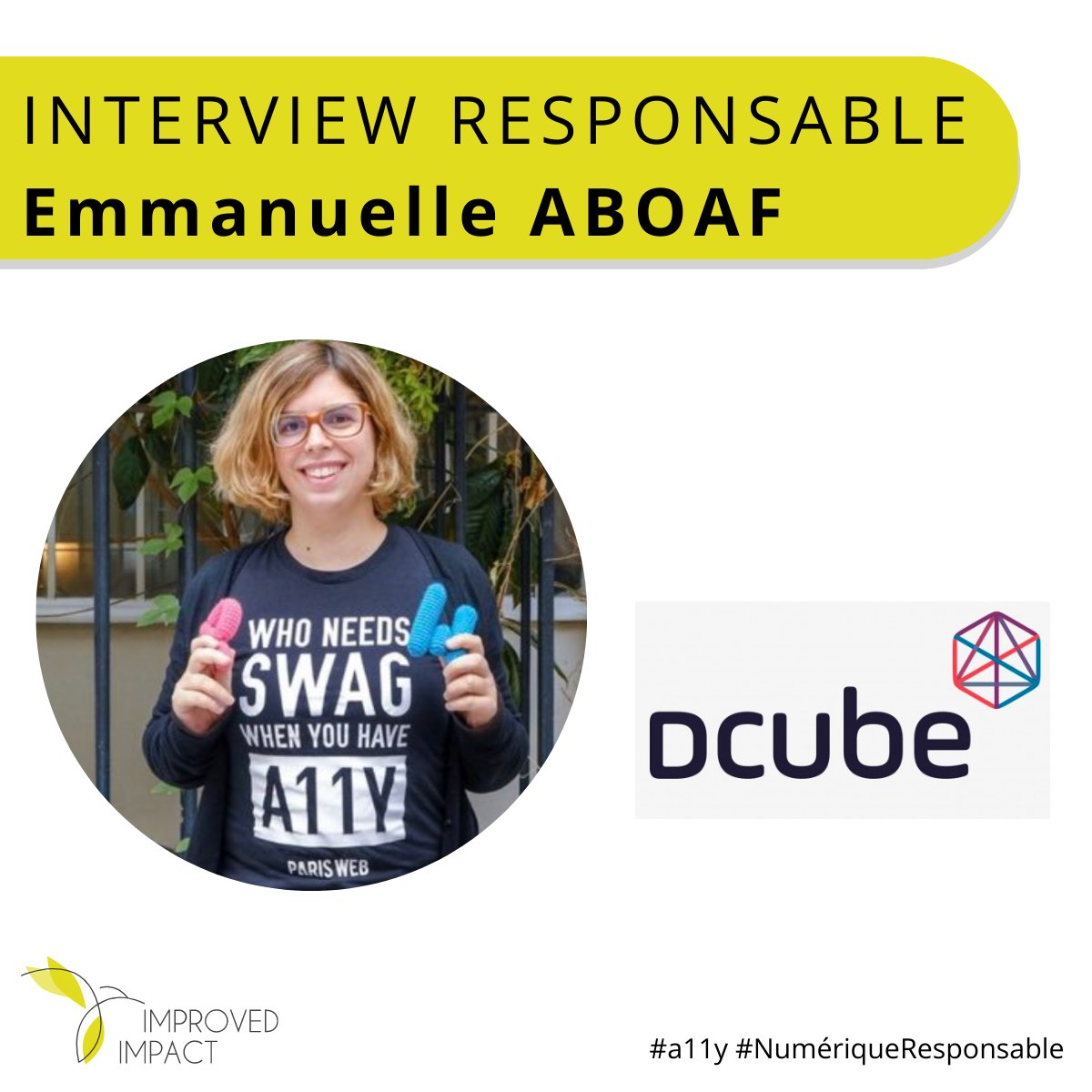 ImprovedImpact's tweet photo. SURPRISE !! 🎁 Nous sommes très heureux de vous présenter notre nouveau format : « Les #Interviews responsables ».
 
Et aujourd'hui, c'est @eaboaf_ qui s'est prêtée au jeu. On vous laisse découvrir son enrichissante interview : https://t.co/GFBEhy4YY5

👋 @DCubeParis 
#a11y https://t.co/qNeZxrenIu