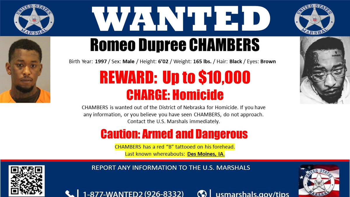 U.S. Marshals on Twitter "Romeo Dupree Chambers is wanted out of the District of Nebraska for