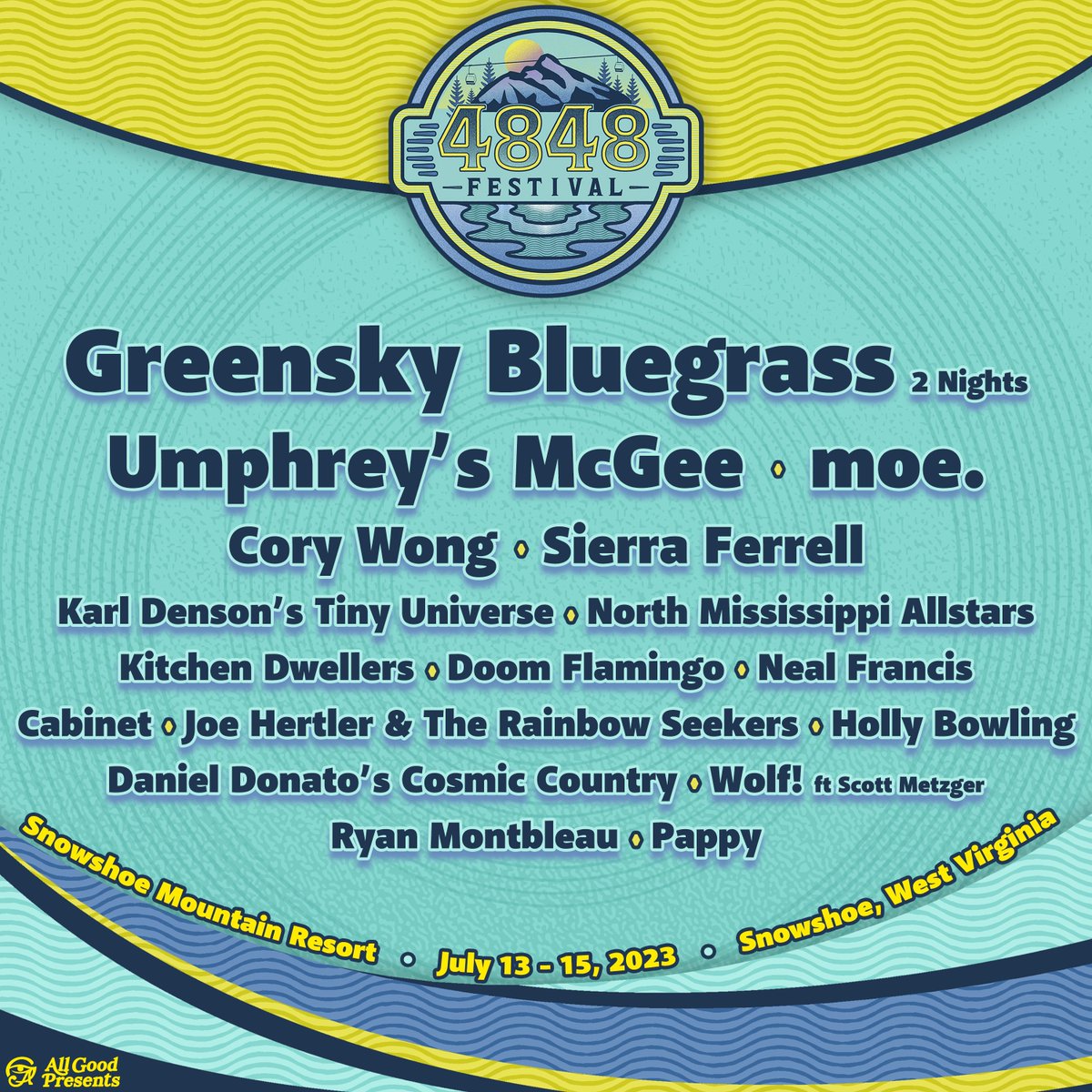 4848festival (@4848festival) on Twitter photo Well hello there, 2023 lineup! 💥
<a href="/campgreensky/">Greensky Bluegrass</a> x2 <a href="/umphreysmcgee/">Umphrey's McGee</a>
<a href="/moeperiod/">moe.</a>
<a href="/corywong/">Cory Wong</a>
<a href="/KarlDenson/">Karl Denson</a>
<a href="/nmallstars/">North Mississippi Allstars</a>
<a href="/doom_flamingo/">DOOM FLAMINGO</a>
<a href="/thenealfrancis/">Neal Francis</a>
<a href="/Dwellergrass/">Kitchen Dwellers</a>
Tickets on sale this Friday, January 20 at 10 AM ET:
bit.ly/3Hbr4Z6 Well hello there, 2023 lineup! 💥
<a href="/campgreensky/">Greensky Bluegrass</a> x2 <a href="/umphreysmcgee/">Umphrey's McGee</a>
<a href="/moeperiod/">moe.</a>
<a href="/corywong/">Cory Wong</a>
<a href="/KarlDenson/">Karl Denson</a>
<a href="/nmallstars/">North Mississippi Allstars</a>
<a href="/doom_flamingo/">DOOM FLAMINGO</a>
<a href="/thenealfrancis/">Neal Francis</a>
<a href="/Dwellergrass/">Kitchen Dwellers</a>
Tickets on sale this Friday, January 20 at 10 AM ET:
bit.ly/3Hbr4Z6