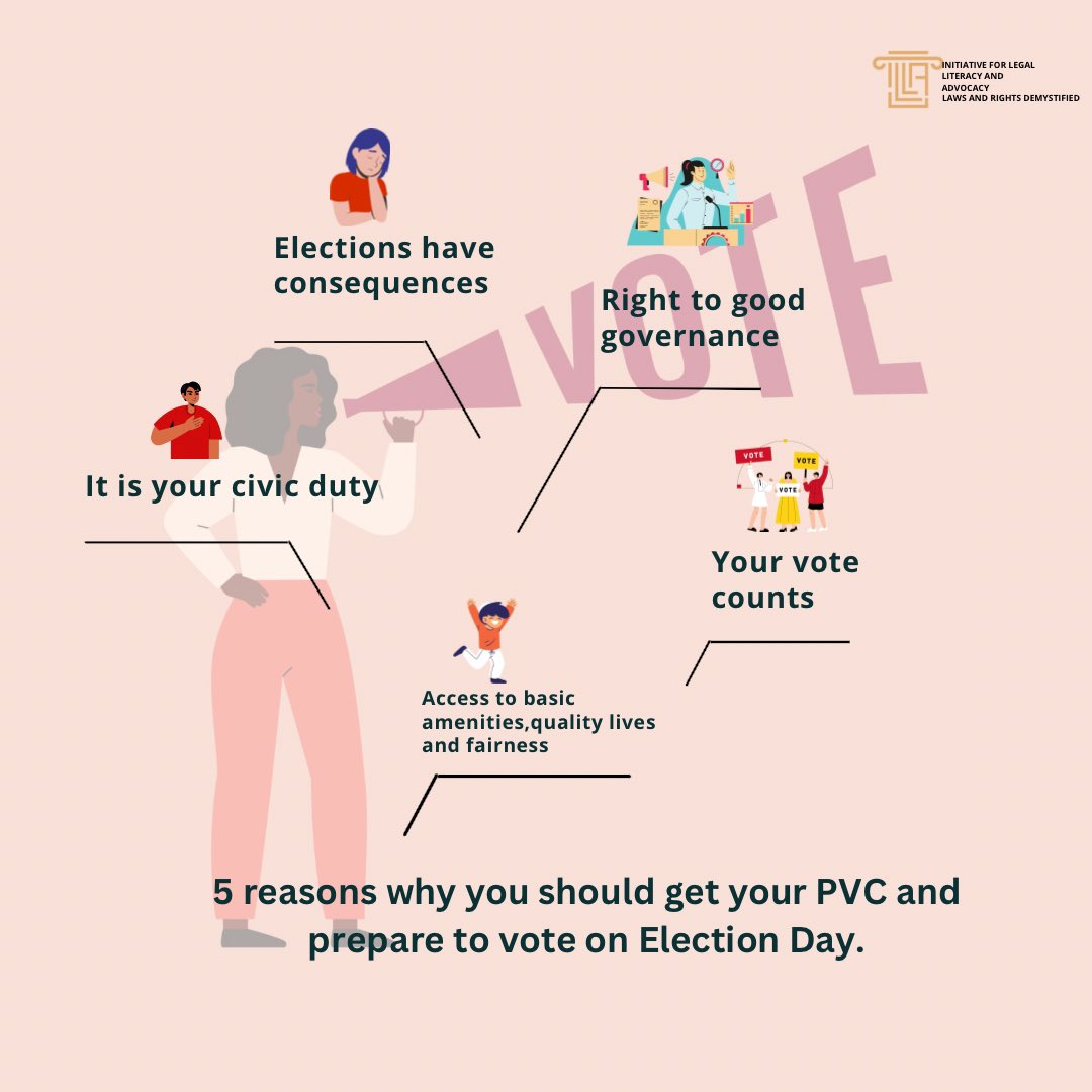 illang_org's tweet photo. If you’re yet to get your PVC because it has been difficult, Inec has simplified the process. All you have to do now is walk into your ward and you will get yours!!
#ILLA
#lawyerup
#legaltips
#knowyourrights
#rightsdemystified https://t.co/zjNthTEgrc