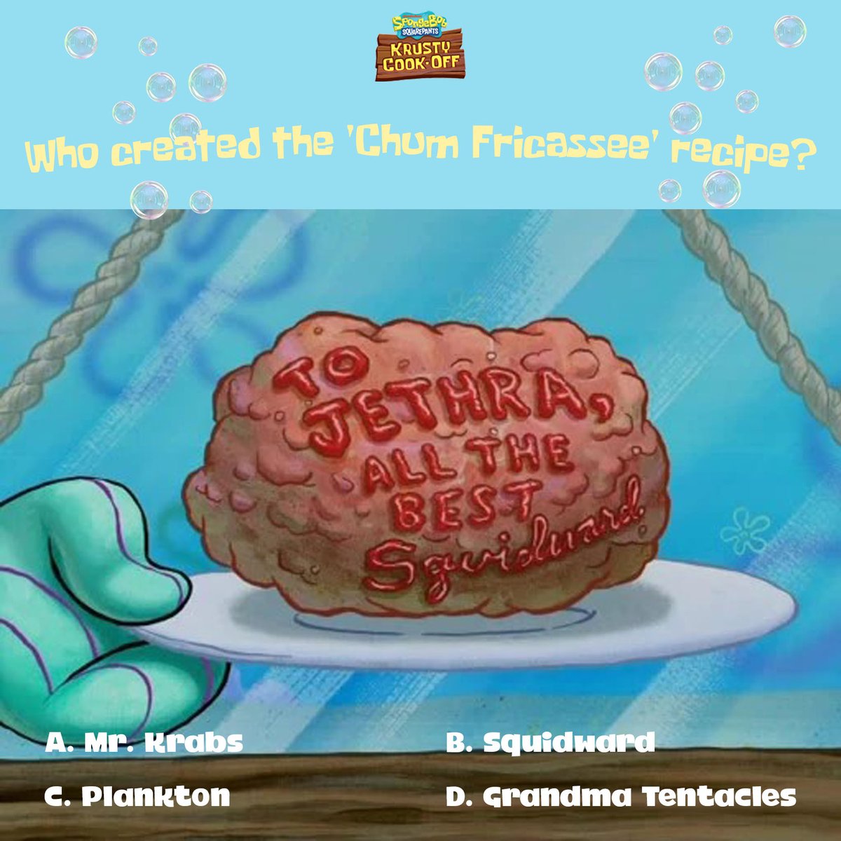 SpongeBobInAJam's tweet photo. Sold exclusively at 'Le Chum Bucket' π§π©
#spongebobkrustycookoff #cookinggames #spongebobtrivia #spongebobfacts #spongebob #spongebobsquarepants https://t.co/YbAEpKwX4J