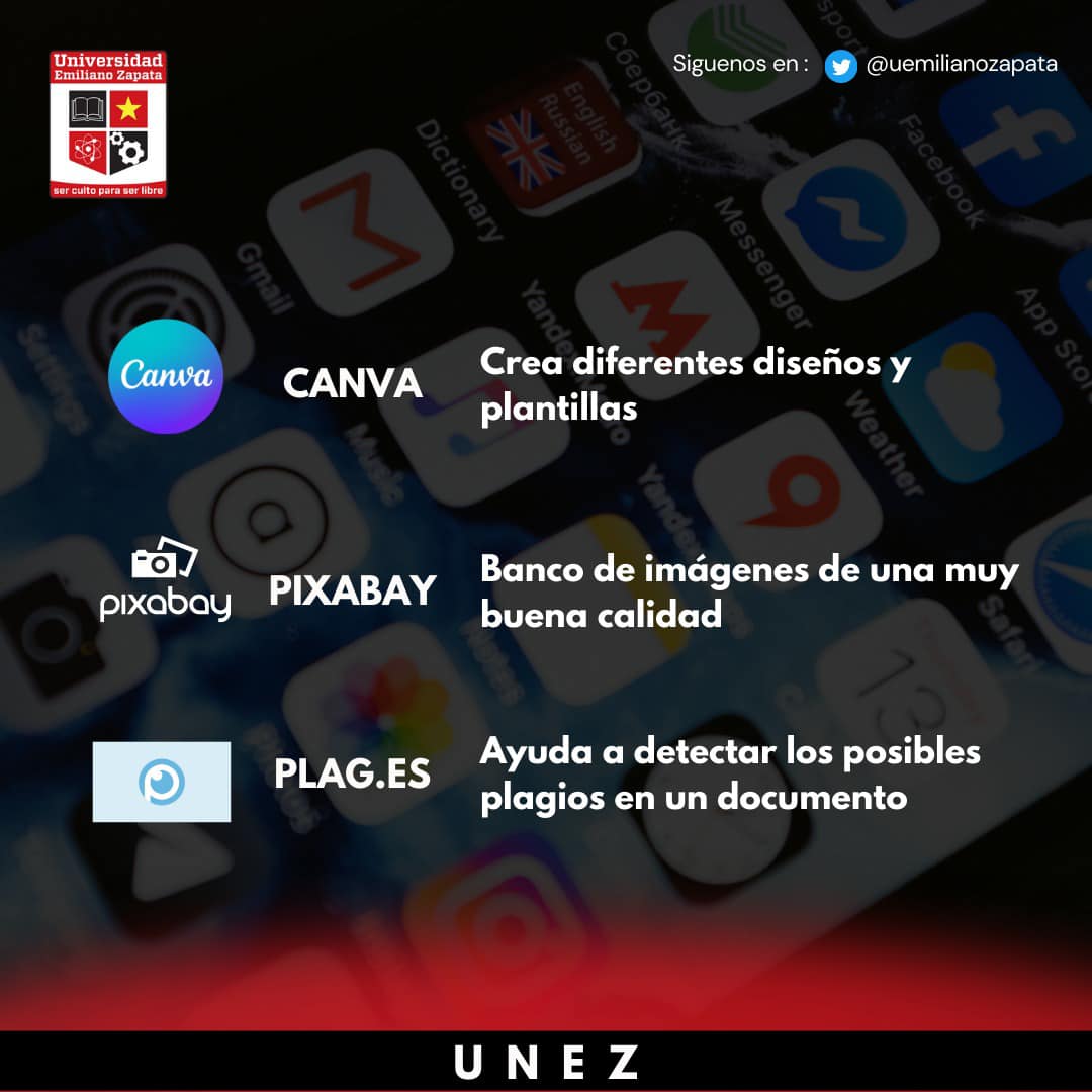 uemilianozapata's tweet photo. 📌📔🎒Te compartimos algunos sitios que te ayudarán y agilizarán muchos trabajos académicos🧑💻🌐
#UNEZ #Paginasparauniversitarios
#FacilidadAcadémica #Sitiosweb
��️Diseño: Mariana Villanueva, LAE https://t.co/eH7XTMv5JN
