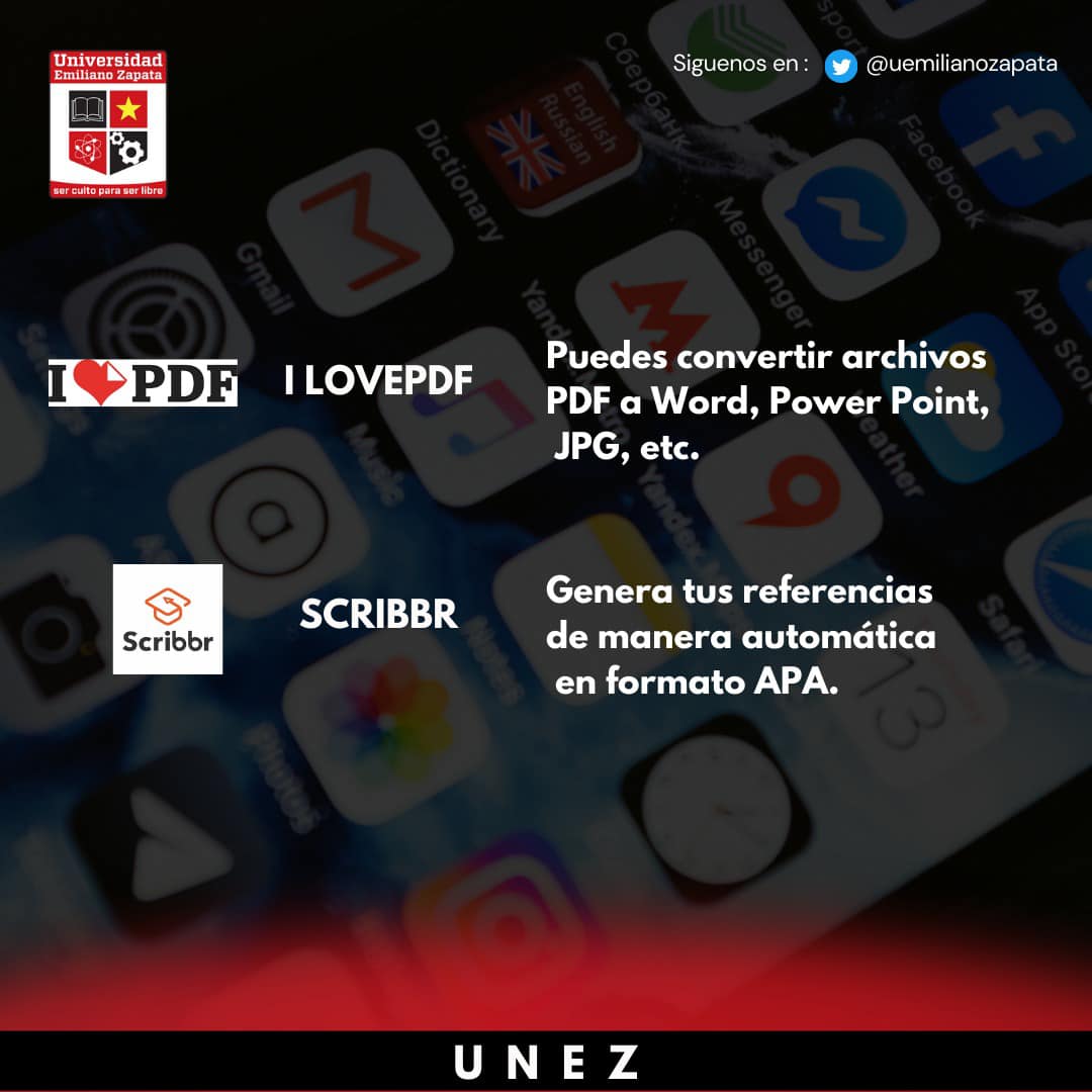 uemilianozapata's tweet photo. 📌📔🎒Te compartimos algunos sitios que te ayudarán y agilizarán muchos trabajos académicos🧑💻🌐
#UNEZ #Paginasparauniversitarios
#FacilidadAcadémica #Sitiosweb
��️Diseño: Mariana Villanueva, LAE https://t.co/eH7XTMv5JN