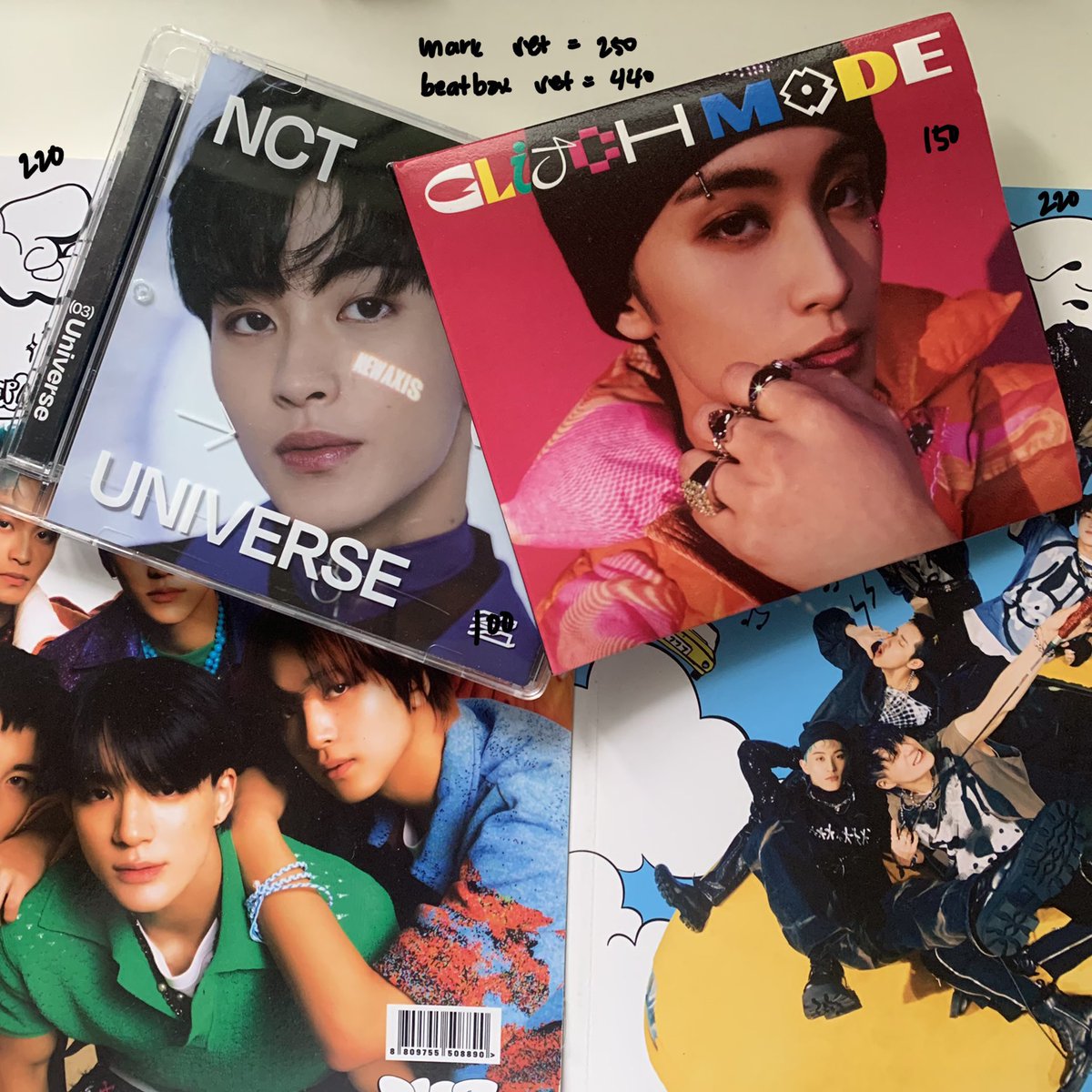 markiyoon's tweet photo. wts lfb nct unsealed albums

• beatbox (P220 ea ver)
• glitch mode digipack mark cover (P150) 
• universe jwc mark cover (P100) 

— payo/2 days reservation
— reply mine/dm! 

# wts lfb nct dream beatbox glitch mode universe unsealed albums mark lee ph https://t.co/Mpbb5JLtXZ