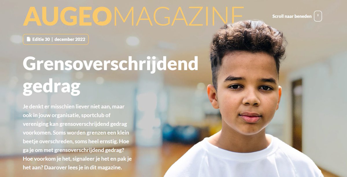 Hoe ga je als zorgprofessional om met grensoverschrijdend gedrag? Hoe voorkom je het, signaleer je het en pak je het aan? Daarover lees je meer in het magazine ‘Grensoverschrijdend gedrag’ van Augeo Foundation.  

ow.ly/zs3A50M9jHi)