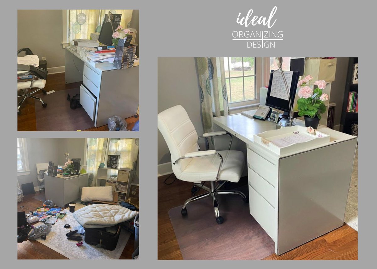 Take your office from cluttered and chaotic to sleek and organized with our team! #officeorganization #paperworkorganization #IdealOrganizingandDesign