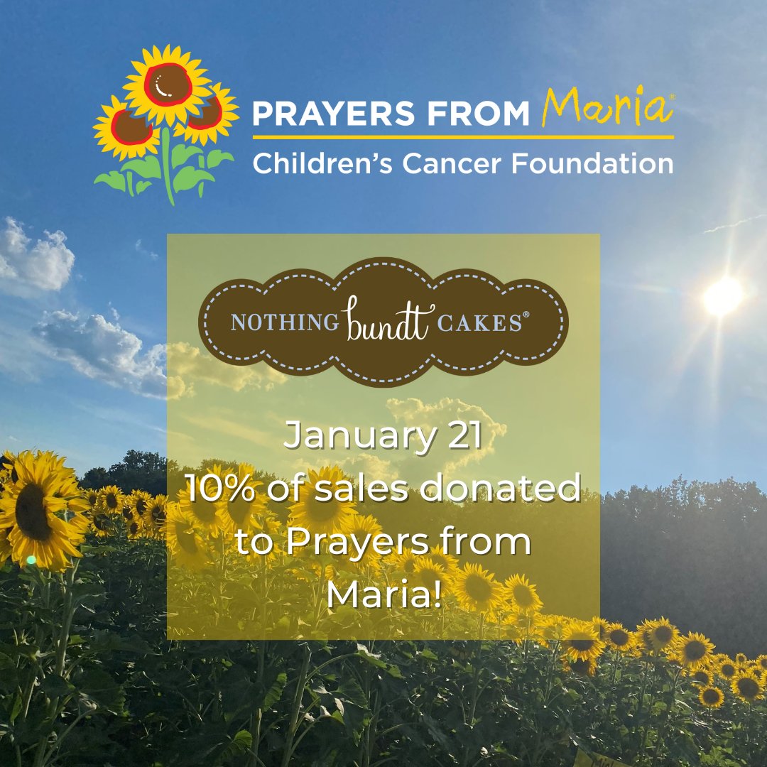 Make sure you visit Nothing Bundt Cakes this Saturday for their 5th birthday, where 10% of sales will be donated to Prayers from Maria! Grab a delicious treat and have a portion of your money go towards a great cause🎂🌻
#prayersfrommaria #nothingbundtcakes #growthemovement