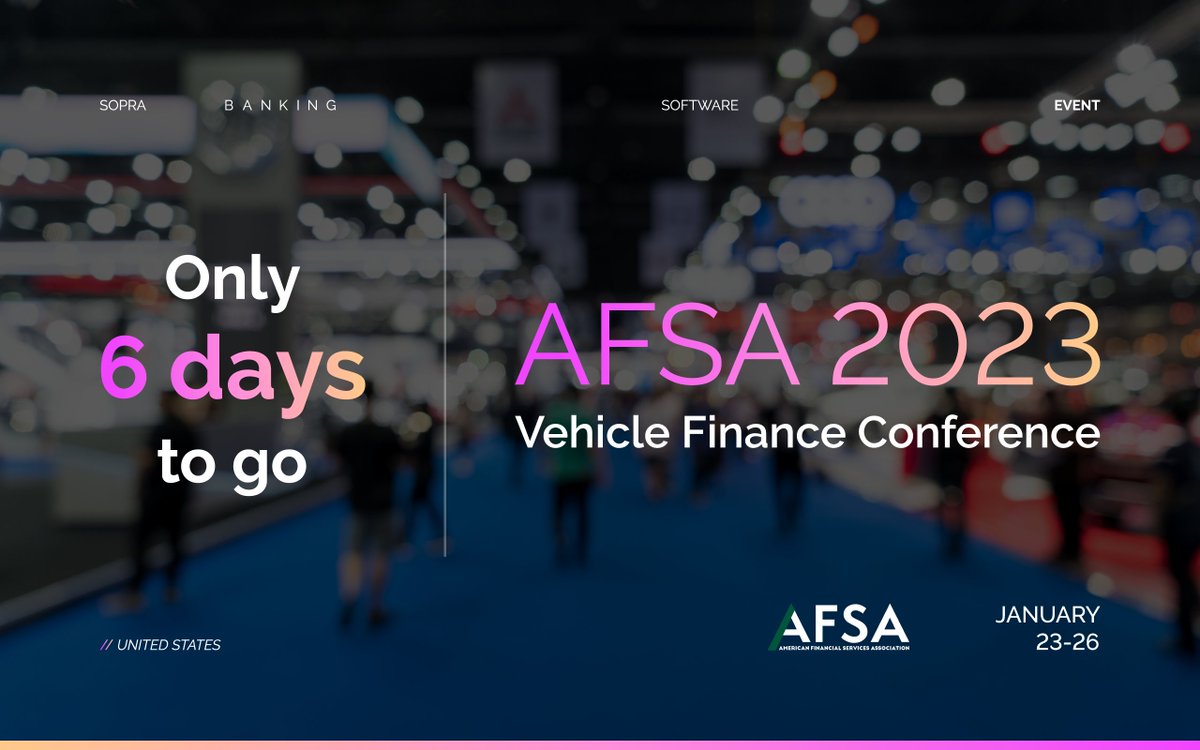 SBS_Software's tweet image. 🤩 6 days to go!

Meet us at the the AFSA Vehicle Finance Conference, 23-26 of January and discover how to evolve and grow your automotive business, now and in the future.

Check the link for more information 👉 t.ly/JisE

#AFSA #automotive #financing