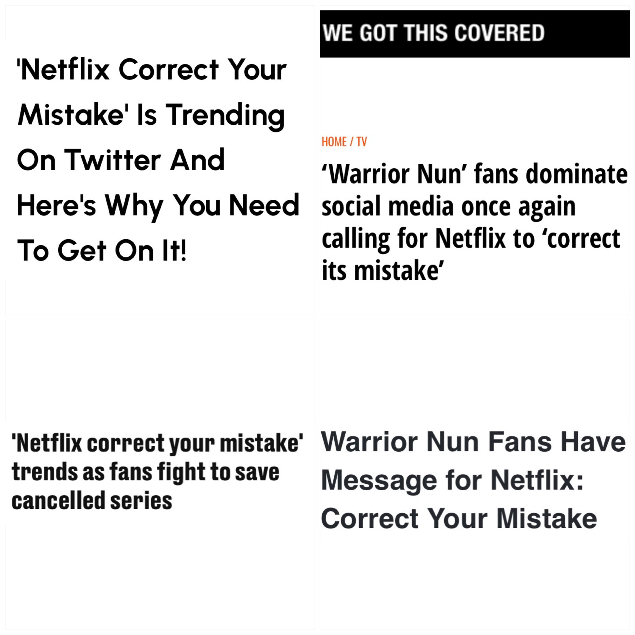 Warrior Nun' Fans Are Asking Netflix to “Correct Its Mistake” and