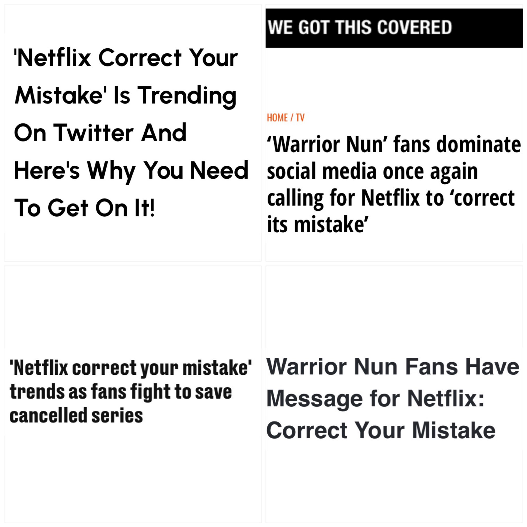 Warrior Nun fans demand Netflix ''correct their mistake