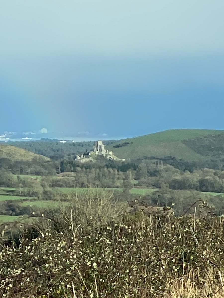 Corfe Castle off in the distance, with a rainbow just above it 🌈

#TwitterNaturePhotography #CorfeCastle #SouthWestEngland #photography