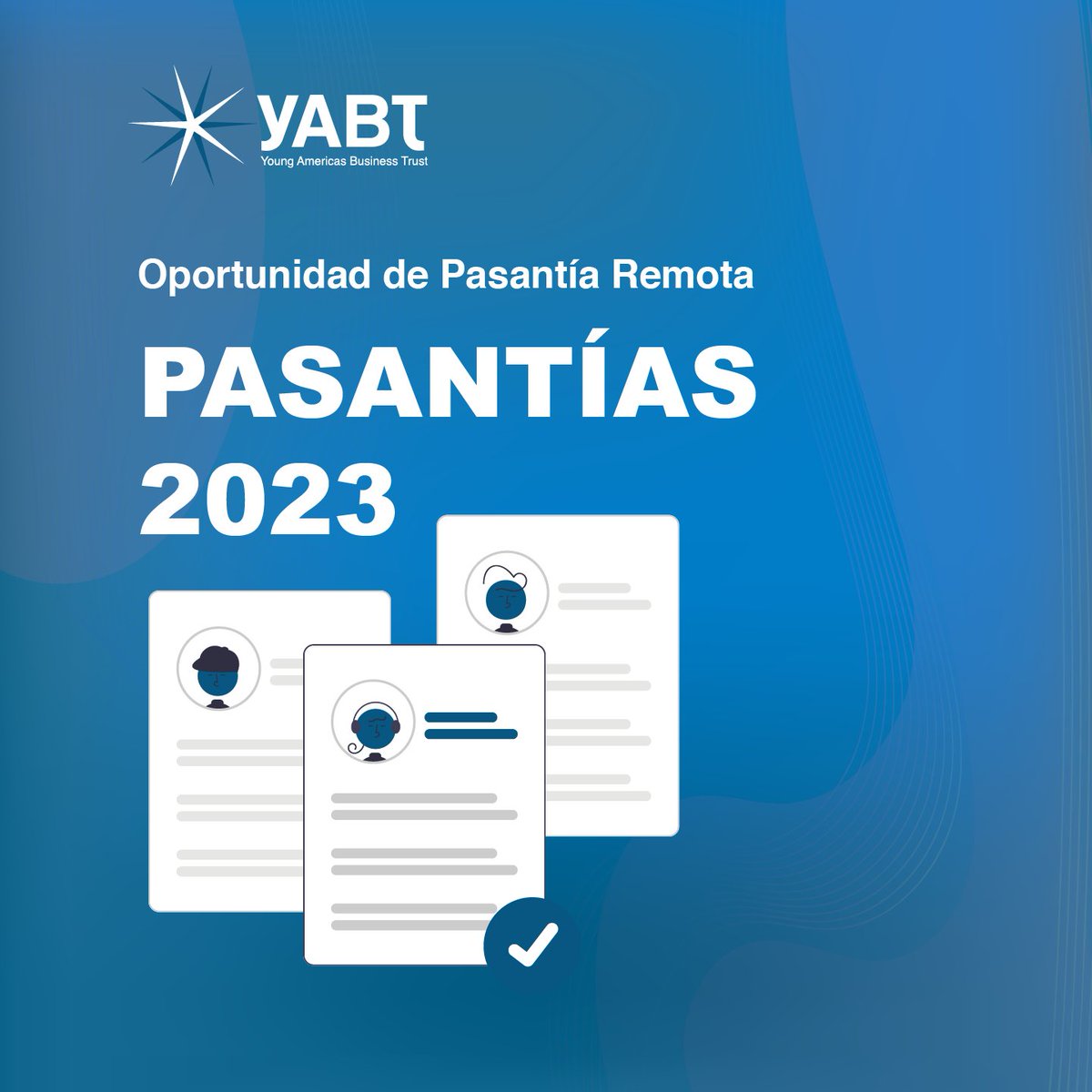 YABTs's tweet photo. Tenemos abierta la Convocatoria del Programa de Pasantías Profesionales en modalidad remota 2023. Una oportunidad única para unirte a un equipo multicultural y multidisciplinario, trabajando en distintas áreas para impulsar el desarrollo juvenil. Detalles: https://t.co/a1SoDbLW6N https://t.co/6ot4GuyyKy