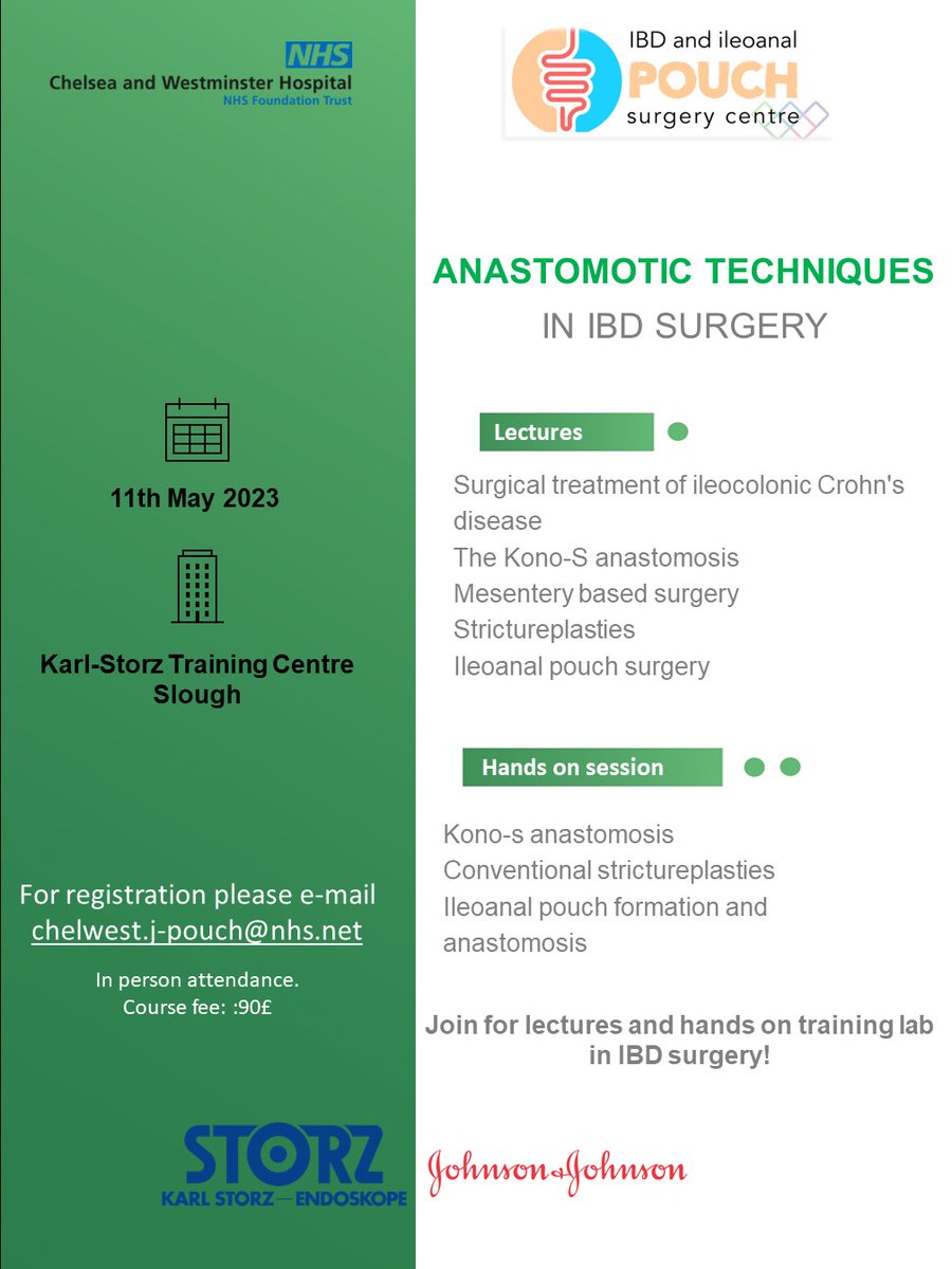 Valerio Celentano (@vcsurgery) on Twitter photo Registrations open for our ileoanal pouch surgery study day (23/6/23) and IBD surgery wet-lab course (11/5/23).
In person attendance. E-mail us at chelwest.j-pouch@nhs.net <a href="/ACPGBI/">@ACPGBI</a> <a href="/Dukes_Club/">The Dukes' Club</a> <a href="/YouSICCR/">Y-SICCR</a> <a href="/YouESCP/">Young ESCP</a> <a href="/ColorectalDis/">Colorectal Disease</a> <a href="/colo_research/">#ColorectalResearch</a> #colorectalsurgey #IBD #jpouch Registrations open for our ileoanal pouch surgery study day (23/6/23) and IBD surgery wet-lab course (11/5/23).
In person attendance. E-mail us at chelwest.j-pouch@nhs.net <a href="/ACPGBI/">@ACPGBI</a> <a href="/Dukes_Club/">The Dukes' Club</a> <a href="/YouSICCR/">Y-SICCR</a> <a href="/YouESCP/">Young ESCP</a> <a href="/ColorectalDis/">Colorectal Disease</a> <a href="/colo_research/">#ColorectalResearch</a> #colorectalsurgey #IBD #jpouch