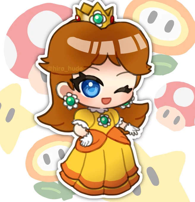 71日目 デイジー姫( #マリオ #PrincessDaisy )ゲームが好きなので、ゲームキャラ縛りで描きます#100日チャレンジ #100日ゲームキャラチャレンジ 
