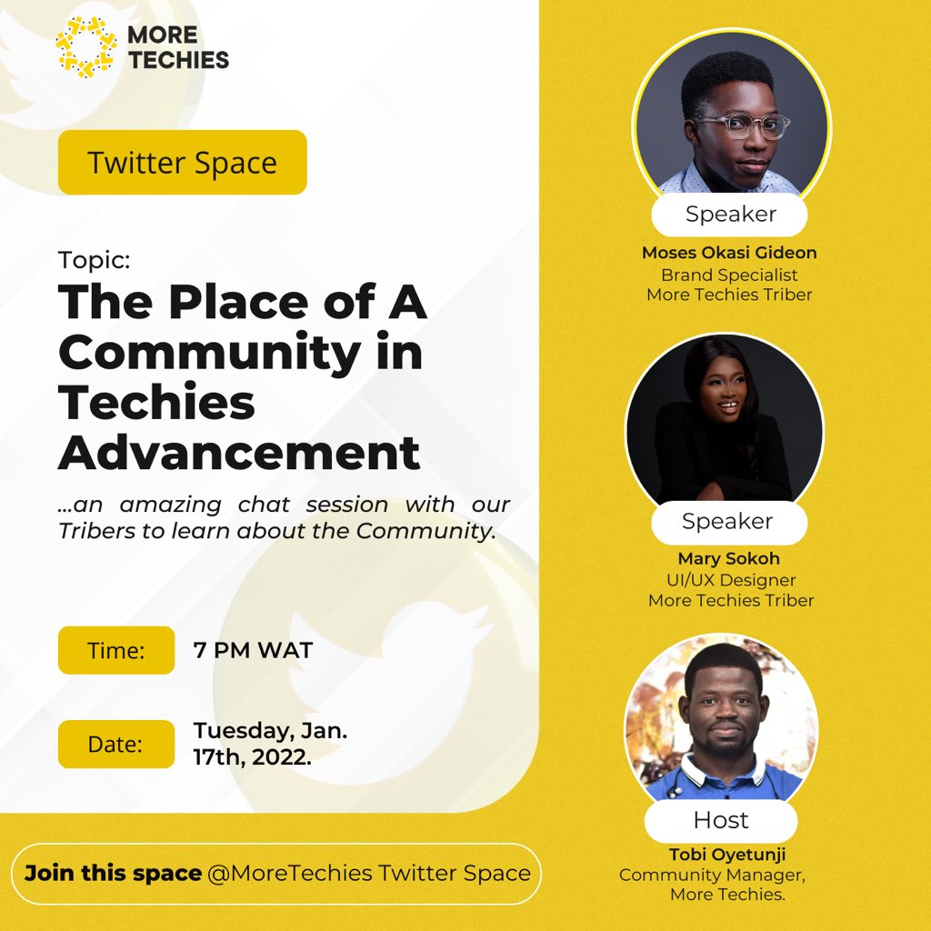 MoreTechies's tweet photo. You Don't Need A Community As A Techie 

No one ever said that😅 rather the opposite is usually the case. Join us tonight as you learn from experts that used the More Tribe community for growth. 

Save the space!
https://t.co/PYhA4APPT5 https://t.co/9ai6CKJZbO