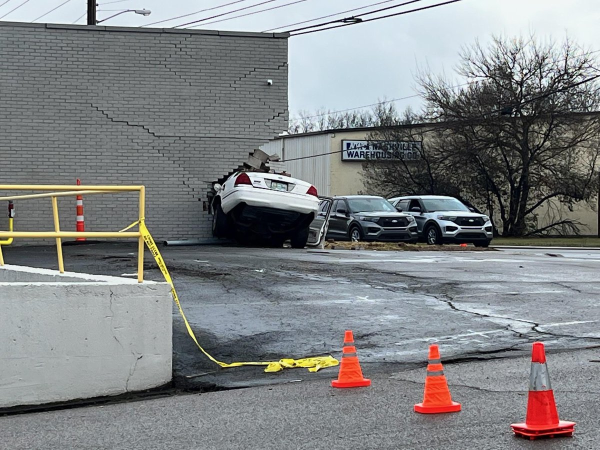 FOXNashville's tweet photo. A CLOSER LOOK at the car that crashed into a building in Nashville this morning. https://t.co/APV7dDNdJn https://t.co/gUZ1qQI3K2
