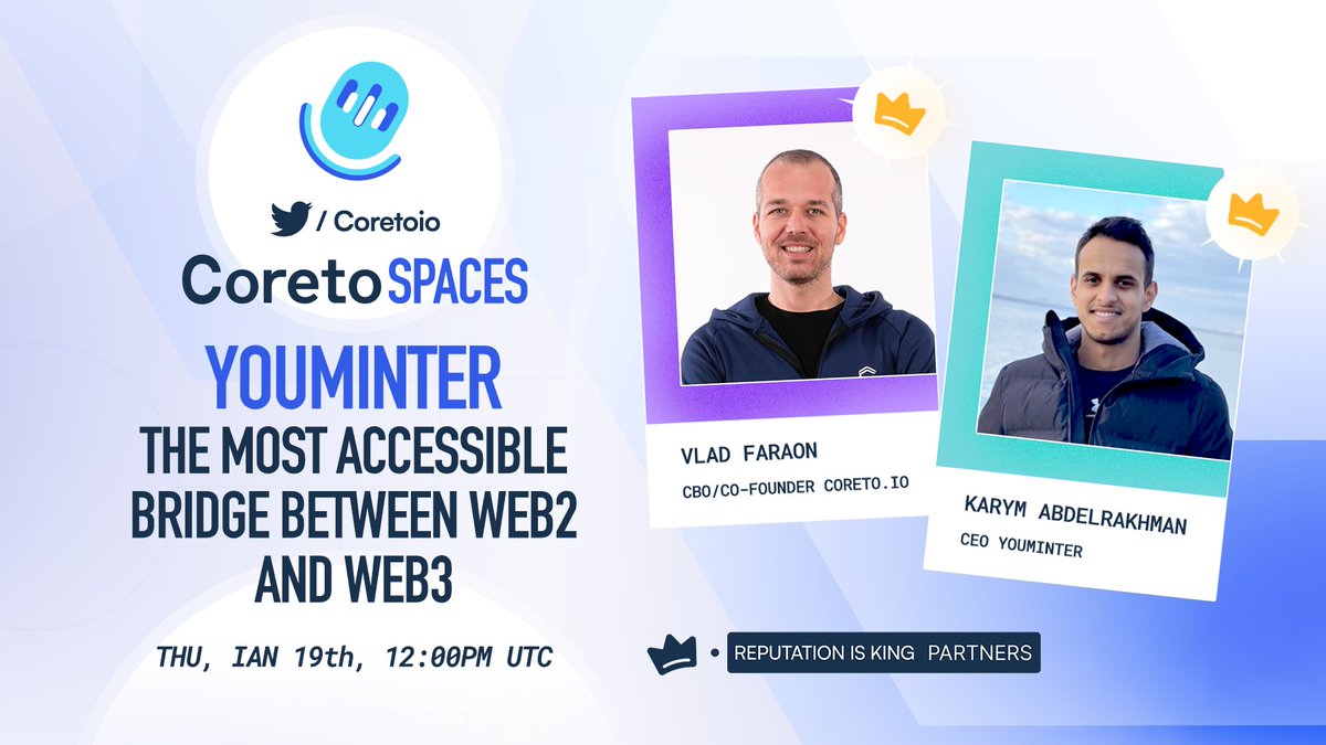 Coretoio's tweet image. #AMA with our #URB partner - @Youminter - Your Passion Minter! 

⏰ Thursday, January 19th, 12 PM UTC 
🎁 5 x 20USDT for the best Qs!
🌐 Venue: 

Rules: 
1️⃣ Like &amp;amp; retweet this post, follow @youminter and @coretoio
2️⃣ Post your questions &amp;amp; tag 3 friends!👇