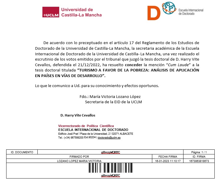 Gracias al equipo de investigación de la <a href="/uclm_es/">Universidad de Castilla-La Mancha</a>, a nuestro tribunal de tesis y a todos los académicos, estadísticos y docentes que siempre estuvieron para seguir paso a paso con la investigación.Enhorabuena hemos obtenido una mención que es parte de todos.
#uclm #investigacion