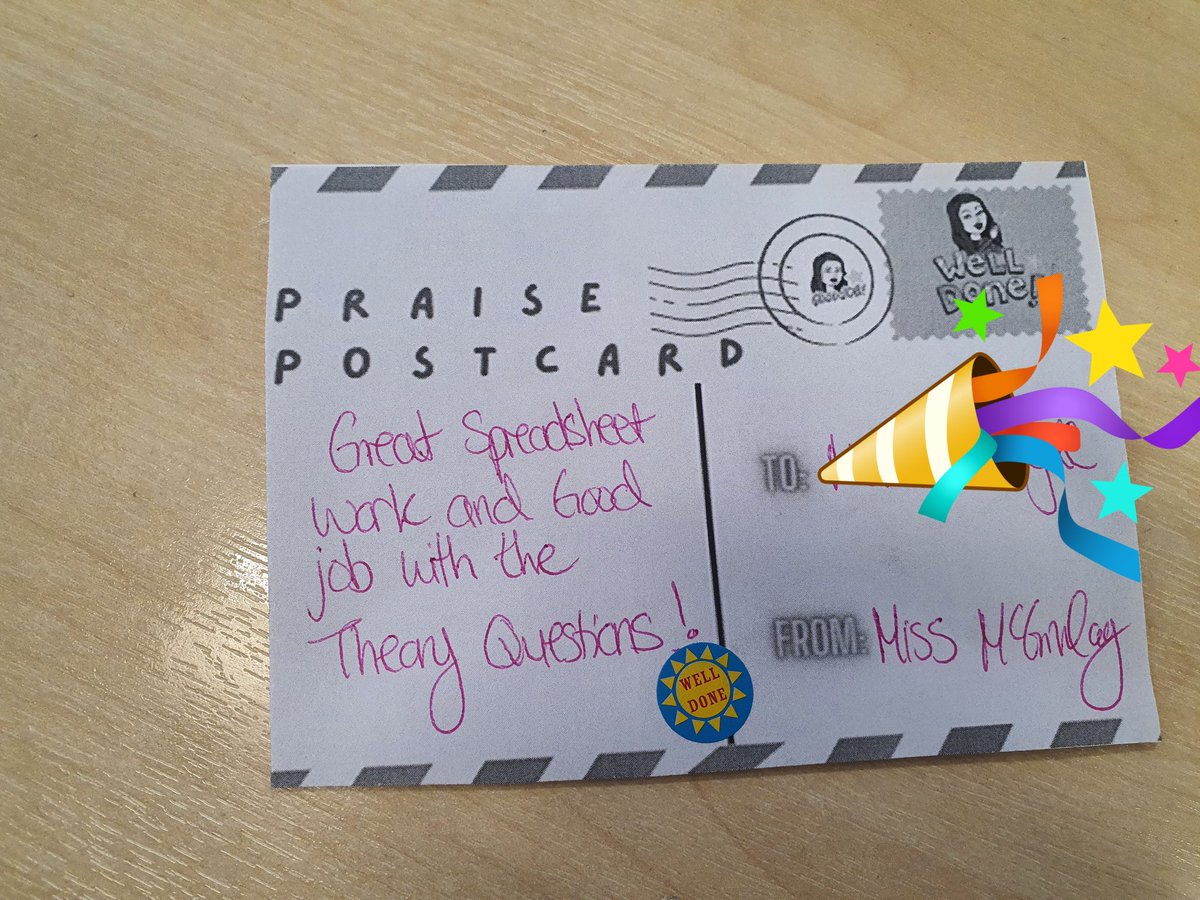 A well deserved Praise Postcard for my S4 Admin pupil today 👏