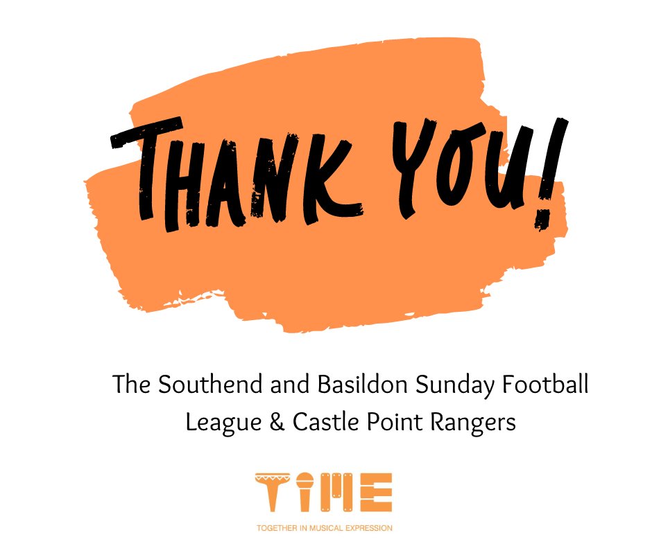T.I.M.E - Together In Musical Expression (@timeessex) on Twitter photo We are so grateful for <a href="/SouthendSunday/">Southend Sunday</a> & @CP_Rangers incredibley kind donation of £250 🙏
As as small charity, donations like this make such a HUGE difference and we wouldn't be able to do the work we do without people like these. Thank you SO much ⭐️
Go check them out! ⚽️ We are so grateful for <a href="/SouthendSunday/">Southend Sunday</a> & @CP_Rangers incredibley kind donation of £250 🙏
As as small charity, donations like this make such a HUGE difference and we wouldn't be able to do the work we do without people like these. Thank you SO much ⭐️
Go check them out! ⚽️