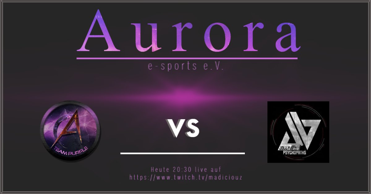 Matchday Nr. 4!
Im heutigen LIgamatch der ebattle Liga 3 B stehen sich Team Purple und die Jolly Psychopaths gegenüber.
Ihr könnt das Match Live auf twitch.tv/madiciouz verfolgen.

#CoDMW2 #CallofDuty #ebattle #gaming #competetive #eSports 
<a href="/AuroraEsport_eV/">Aurora e-Sports e.V.</a> @JOLLYPSYCHOPATH