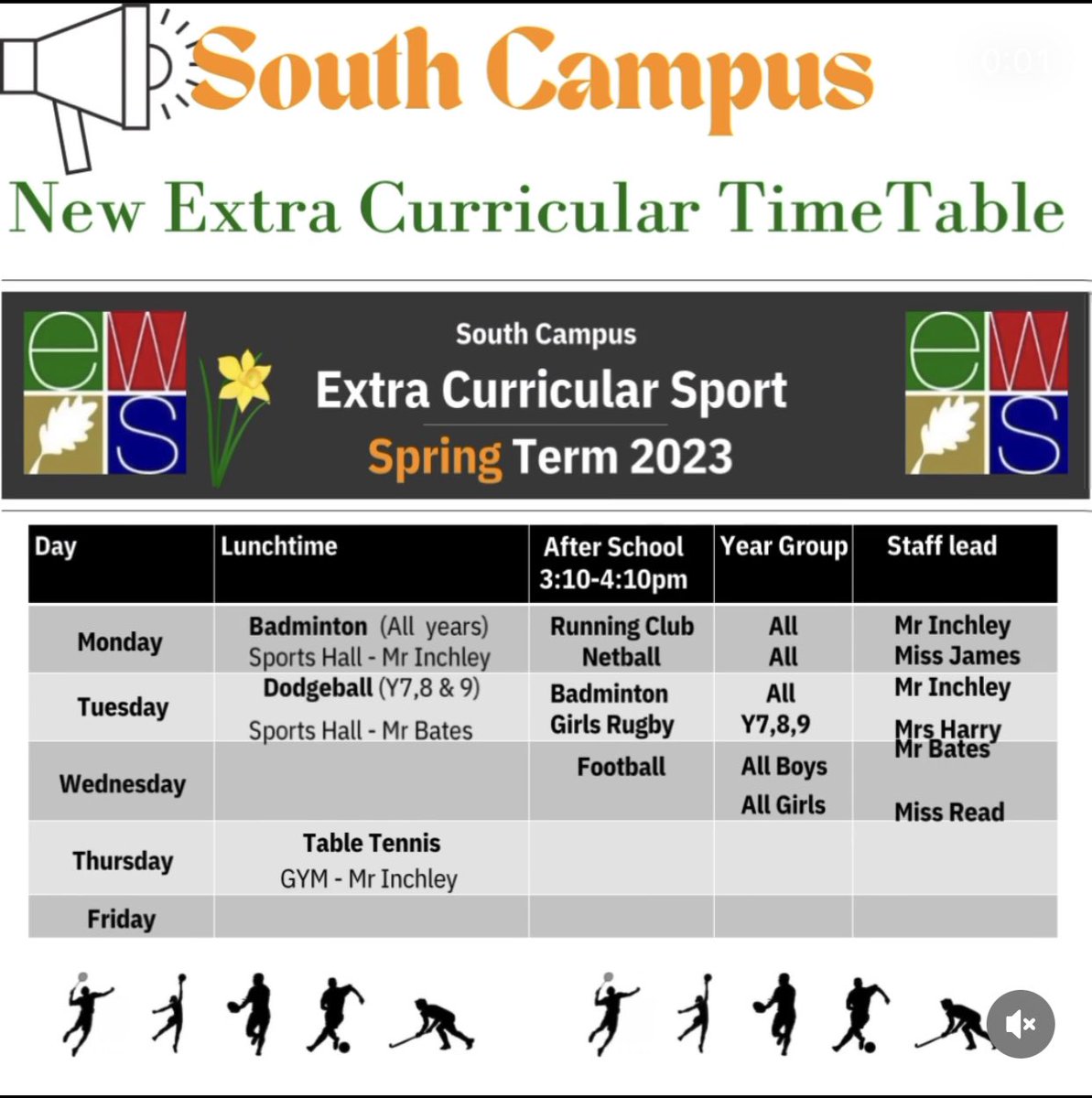 EWSPEdept's tweet photo. Sports clubs are a great way to de-stress, make new friends, improve self-esteem, be healthy, improve your sleep, learn new skills, improve focus, teamwork, leadership, resilience and have some fun
So why not attend … It’s free!
#schoolsports #ExtraCurricular #EWSPE https://t.co/jOyOfBhoUG