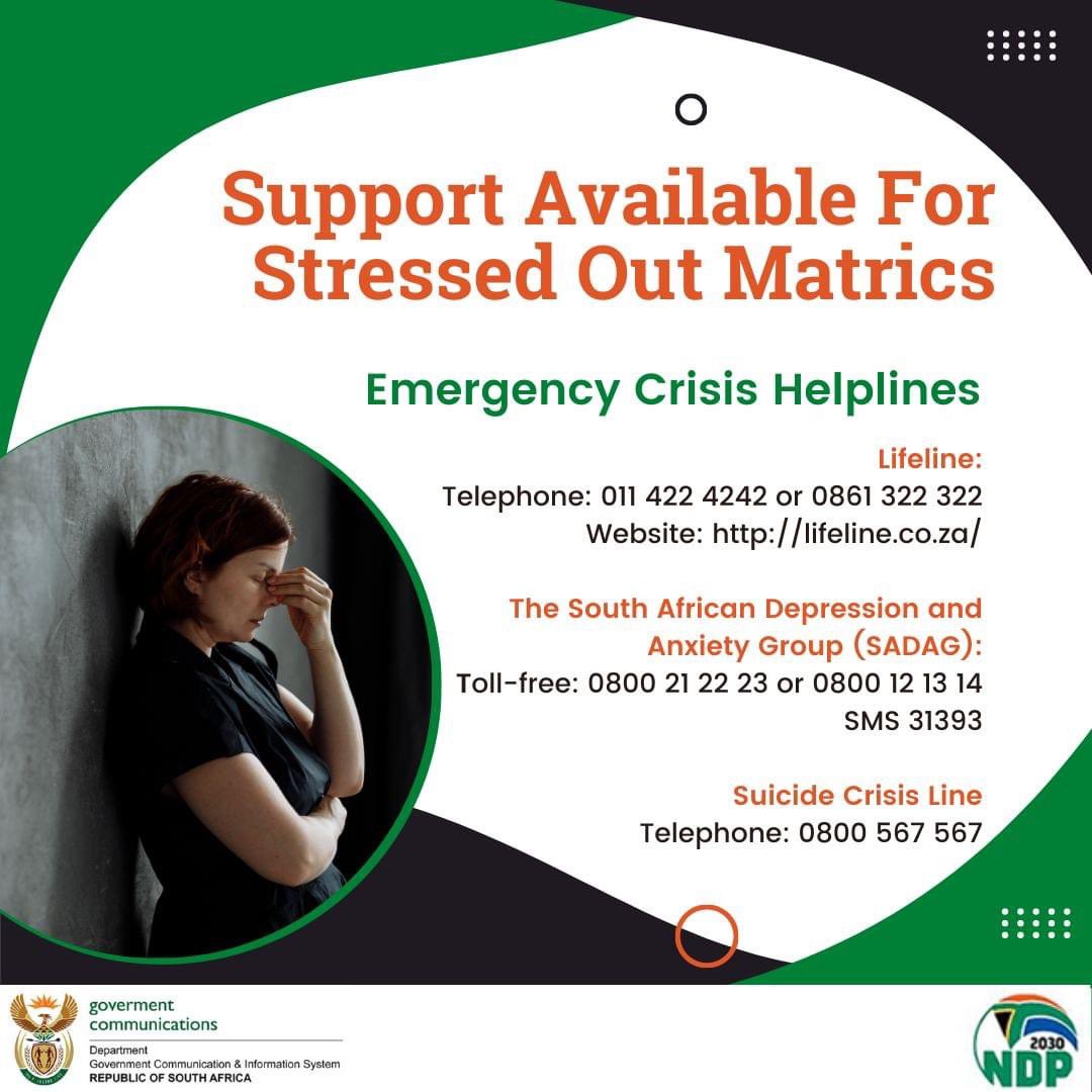 The release of #MatricResults2022 is on the 19th Jan 2023. It is widely known that it will be a difficult time for some learners who will not have done well. We encourage learners to seek help to deal with anxiety &amp; stress during this time .