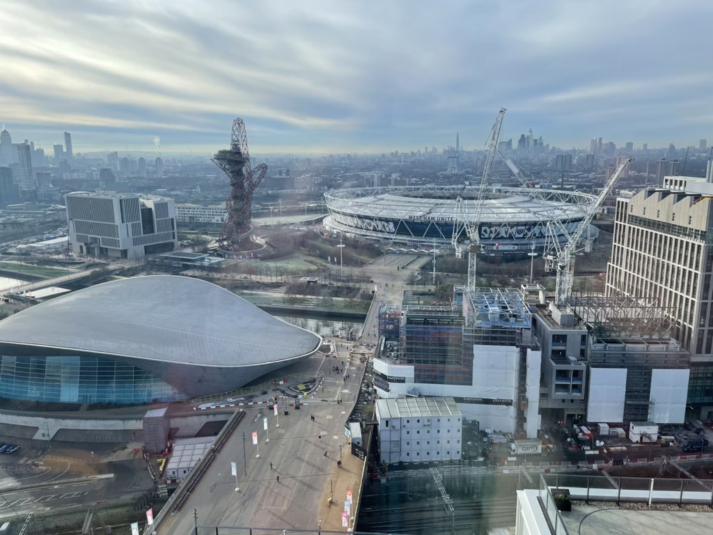 ajberry25's tweet photo. Year in Enterprise trip to our London campus. First stop on our tour of East London ‘Workable’ - great view of QE11 park @LboroEntNetwork https://t.co/vrbKr0usg7