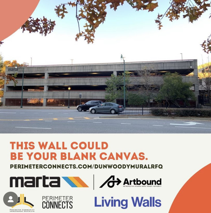 MARTAtransit's tweet photo. MARTA Artbound is collaborating with @PerimeterConnec &amp; @livingwallsatl to create a work of art at Dunwoody Station! ⁠The application deadline is January 20 at 12 p.m. EST. Learn more: https://t.co/v2EvmwyvZC #callforartists https://t.co/7D9VBPH5sw