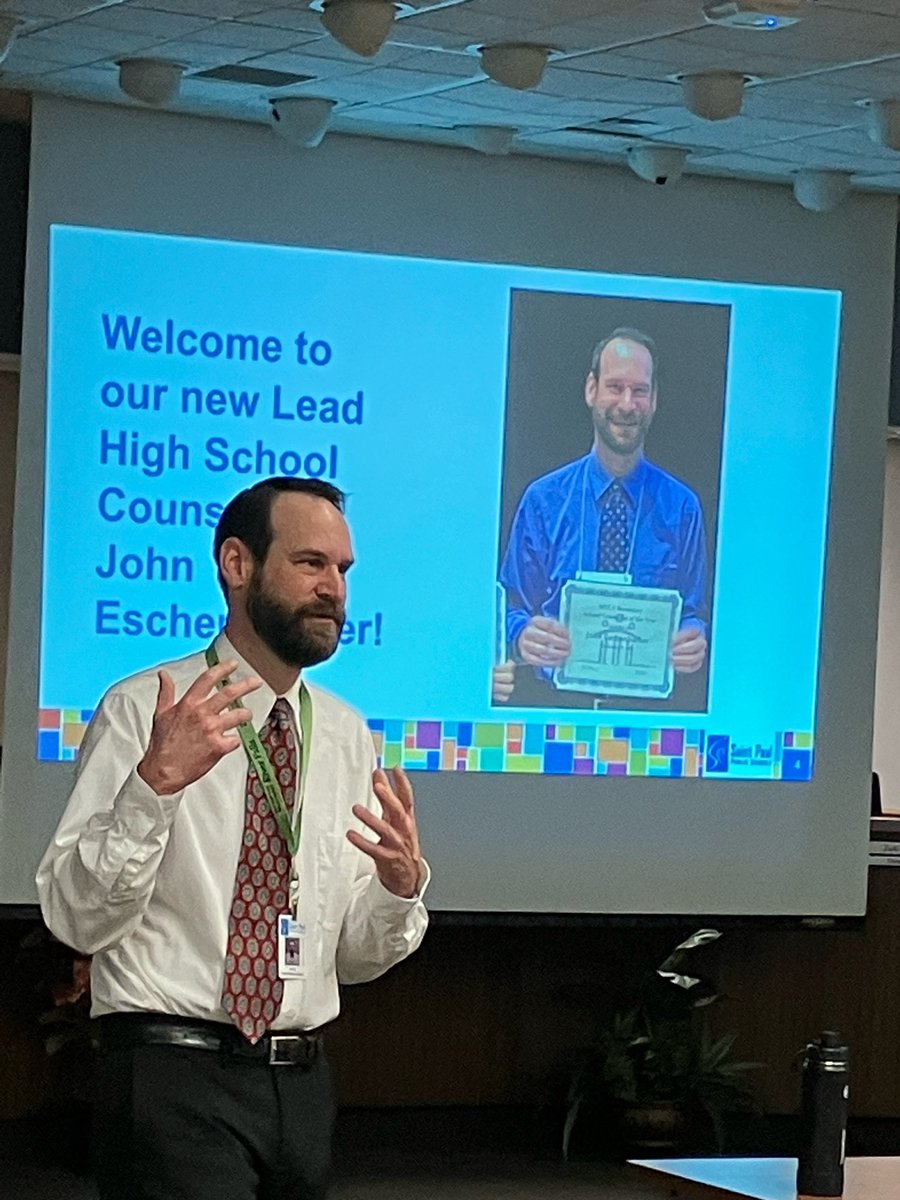 So excited to welcome our new Lead High School Counselor, John Eschenbacher! Grateful for your ongoing leadership in SPPS! <a href="/SppsCounselors/">SPPS Counselors</a> <a href="/SPPS_News/">Saint Paul Public Schools</a> <a href="/JuliMontRiess/">Juli Montgomery-Riess</a>