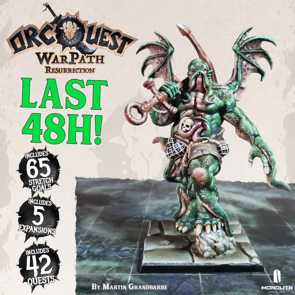 Last 48H : tinyurl.com/2pys97zh

🇺🇸 Hey young Orc! Even Cthul'Orc rose from the abyss to unlock the final Stretch Goal : The Online Quest Editor!
🇫🇷 Hé jeune Orc! Même Cthul'Orc est sorti des abysses pour débloquer le Stretch Goal final : l'Editeur de Scénario en Ligne !