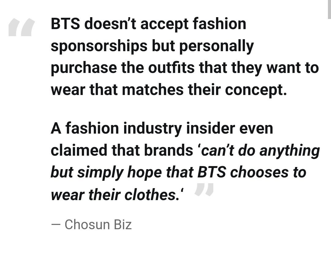 JKARTISTY's tweet photo. “BTS não aceita patrocínios de moda, mas compra pessoalmente as roupas que quer vestir e que combinem com seu conceito. Um insider da indústria da moda chegou ao ponto de afirmar que as marcas não podem fazer nada além de simplesmente esperar que o BTS escolha usar suas roupas.”+ https://t.co/gVBaZczeMp