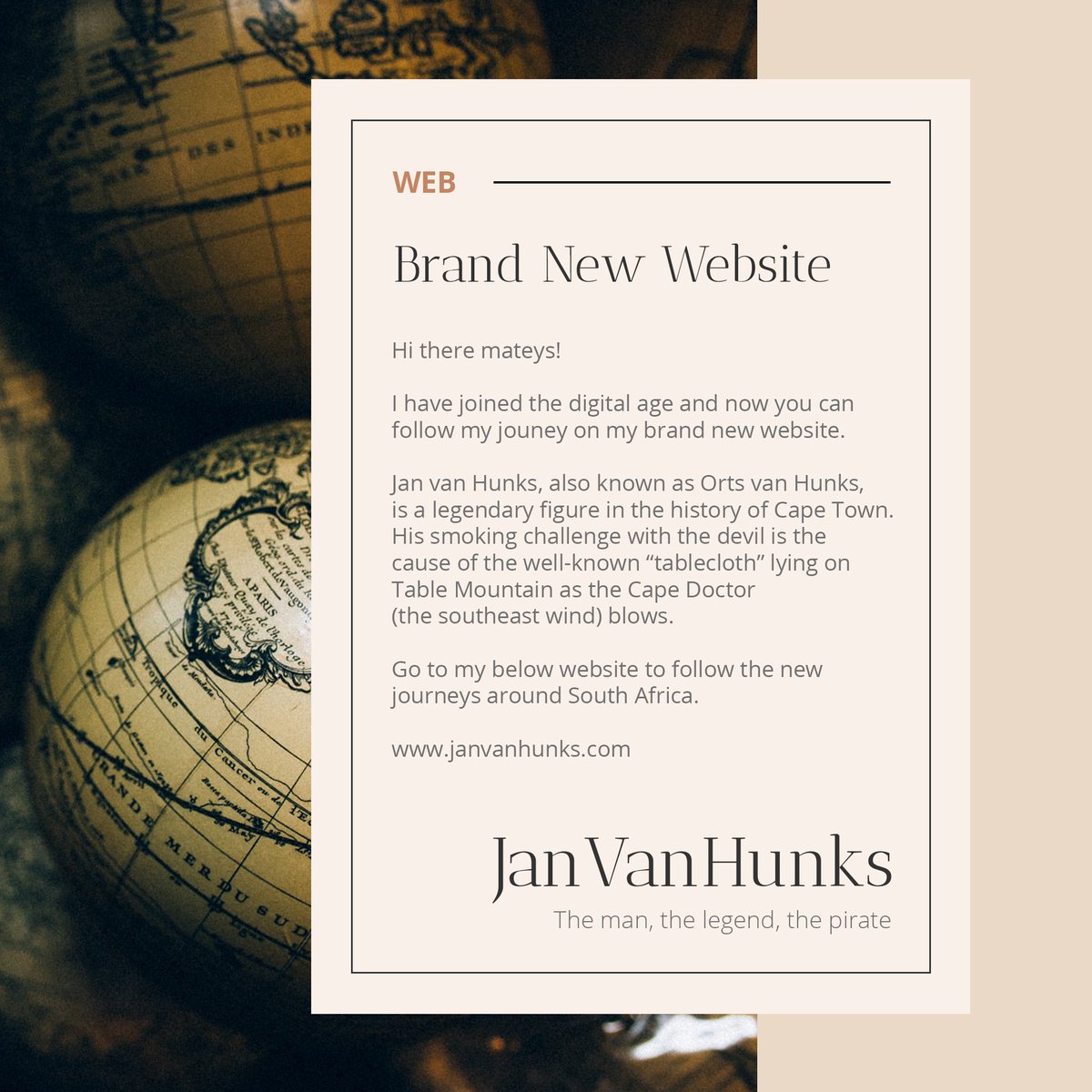 Brand New #Website janvanhunks.com #CapeTown #SouthAfrica