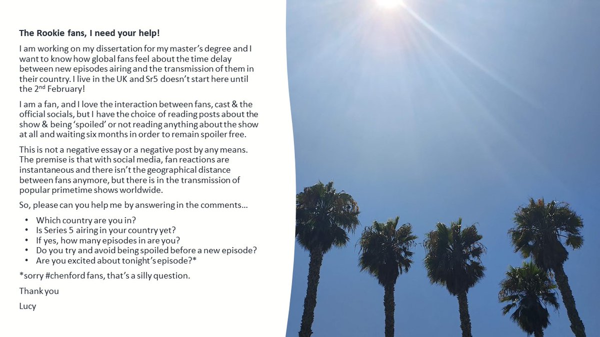 LucyMacey1007's tweet photo. #TheRookie fans, can you help me?
Details in the image below. Thank you x

@therookie @NathanFillion @EricWinter1 @MissAlyssaDiaz @Mel13Oneil @richjonesactor
@AlexiHawley @ShawnRAshmore @jennadewan @MekiaCox #TheRookie, #chenford, #wopez, #bailan #nolan https://t.co/zWsB6Cczit