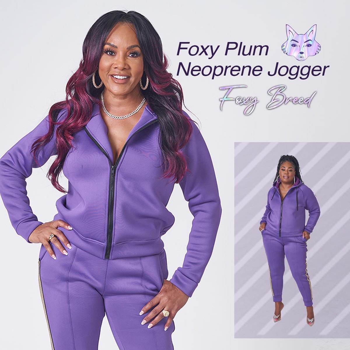 foxybreed's tweet photo. Our best seller! Get into this royal purple jogger set. 😍 

Available now in our shop. Link in bio! #StayFoxy https://t.co/8J9xmqDJNw