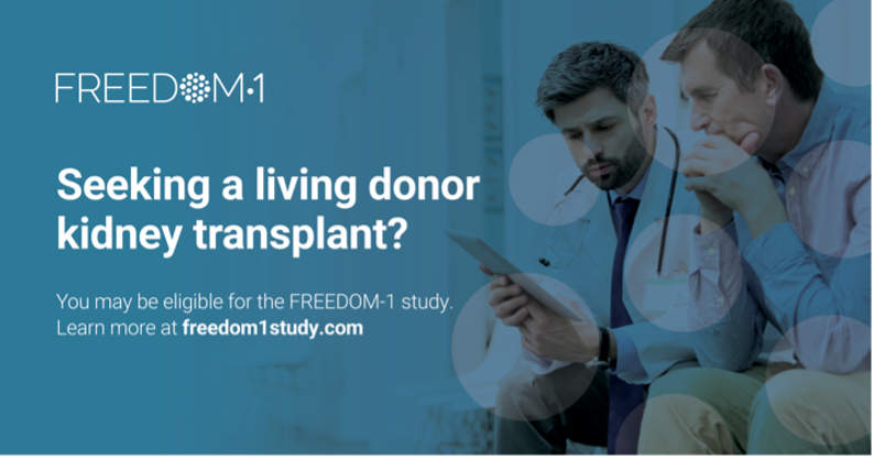 Talaris’ #FREEDOM1 study is evaluating the potential of our investigational #stemcell therapy, FCR001, to free #livingdonor #kidneytransplant recipients from chronic immunosuppression.
 
See if you qualify: bit.ly/2RuIkRO