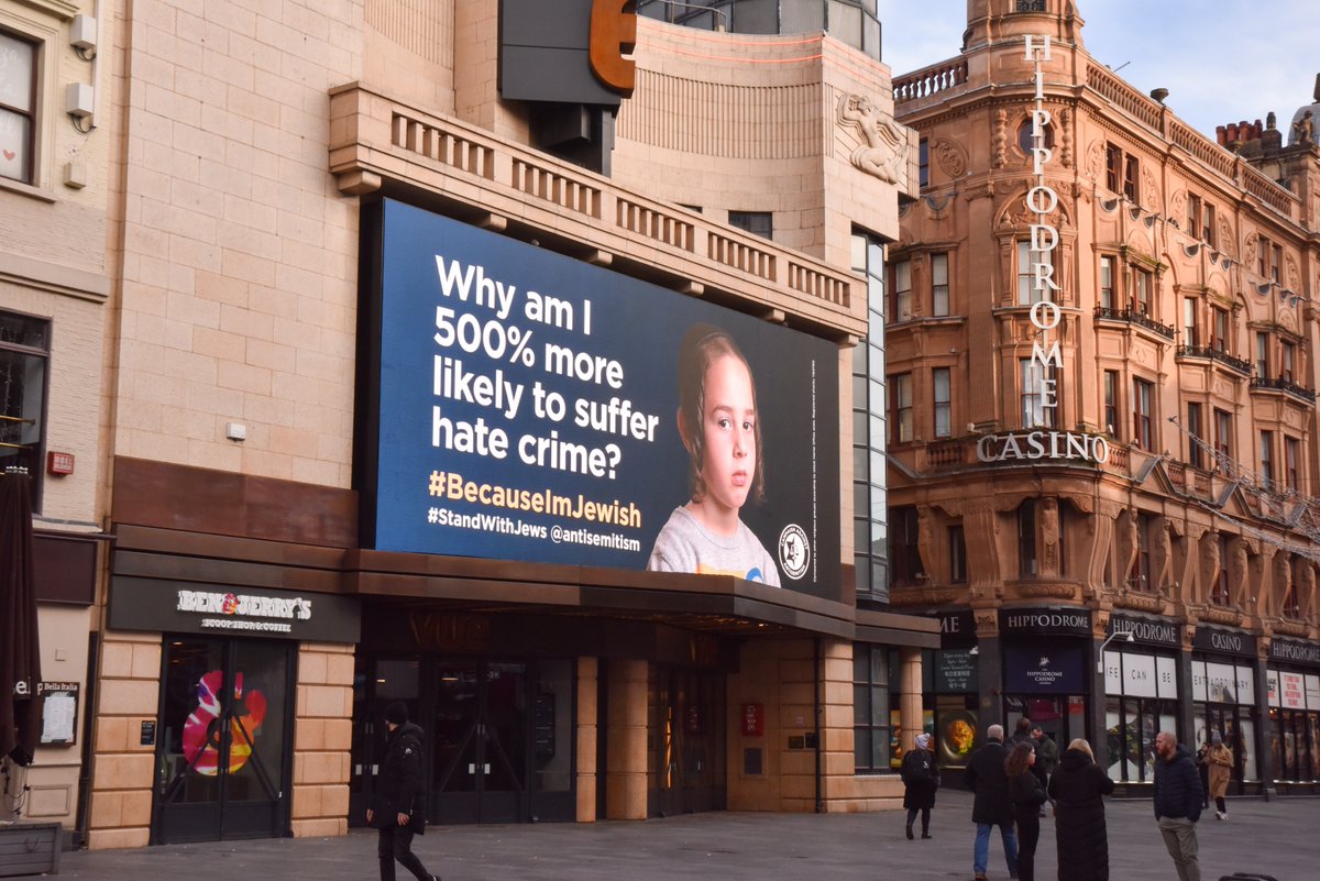 antisemitism's tweet image. You can check out the billboards *today* in Leicester Square in central London.

For the next two weeks, they'll be all over the country, including London, Birmingham, Manchester, Edinburgh, Glasgow, Leeds and elsewhere.

Take a picture and tag us to show you #StandWithJews!
