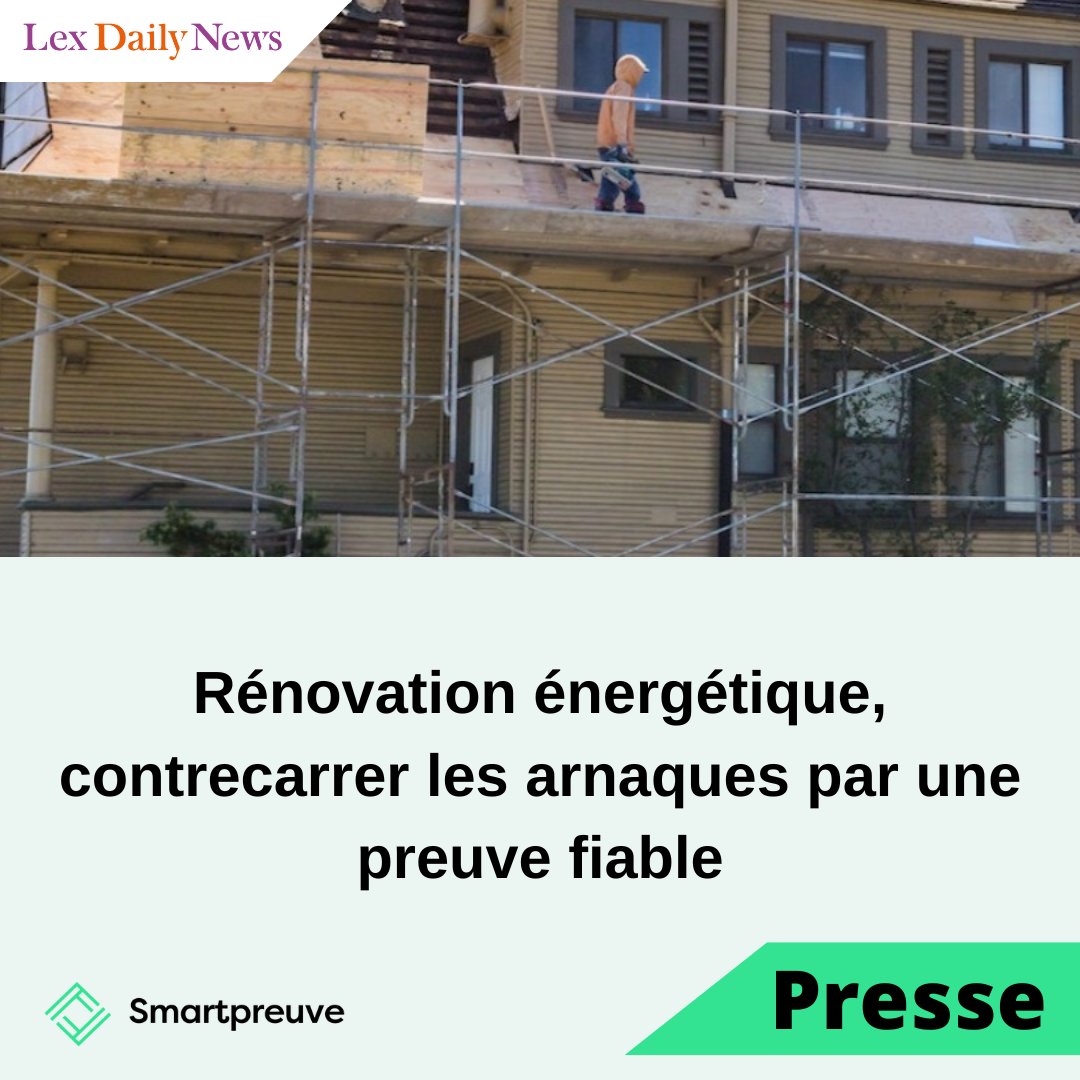 Labels mensongers, devis cryptiques, malfaçons : la rénovation énergétique est devenue le terrain de jeu préféré des escrocs. Pour assurer ses arrières et faire valoir ses droits en cas d’arnaque, collectez vos preuves sur➡️ Smartpreuve🤳
#renovation 
lexdailynews.fr/renovation-ene…