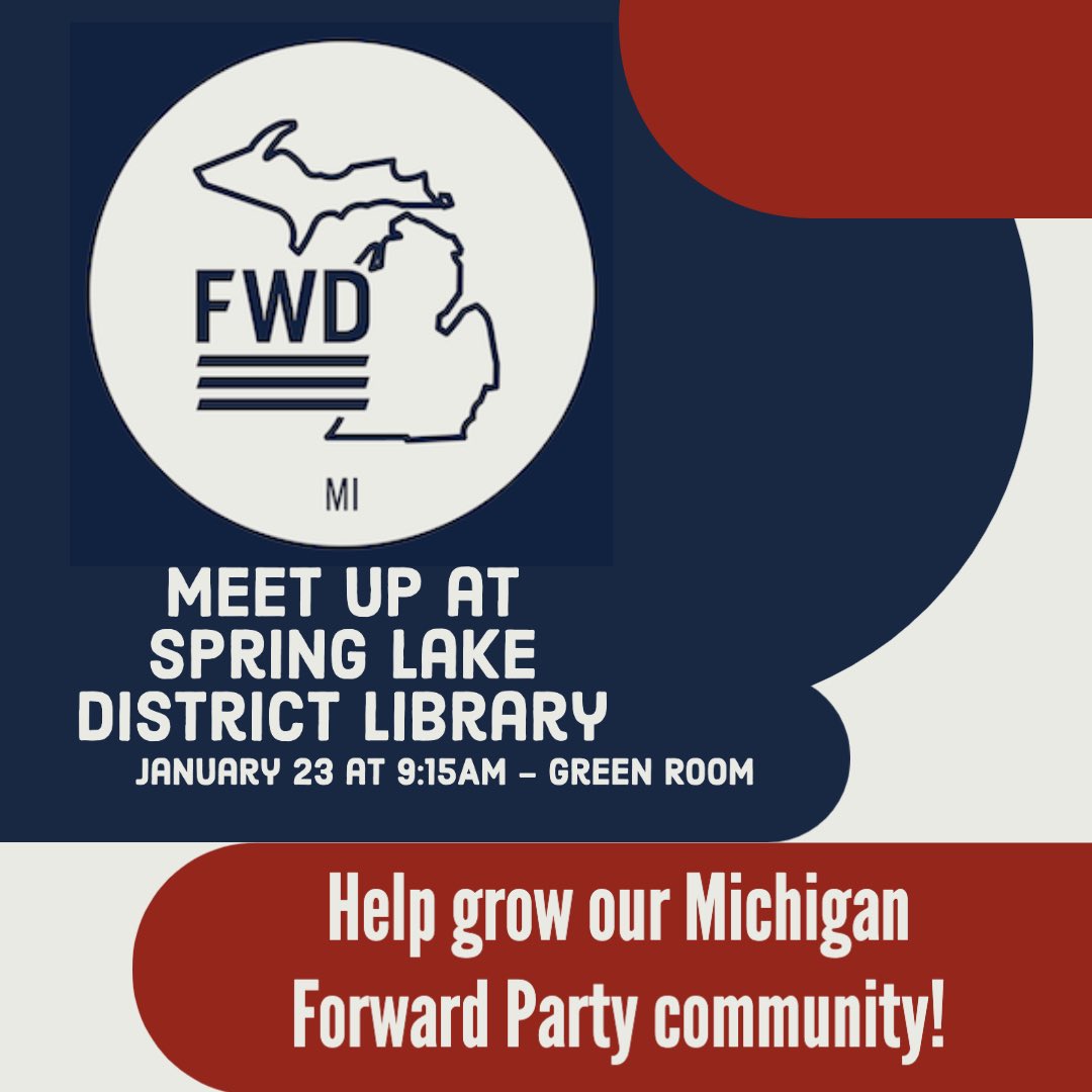 FWD_Michigan's tweet photo. Next week Monday! Meet up in Spring Lake ☺️ #SpringLake #MichiganForwardParty #GrandHaven #ForwardParty #NotLeftNotRightForward RSVP Here: https://t.co/wR1FDBnBSK https://t.co/np7Mu4uCAZ