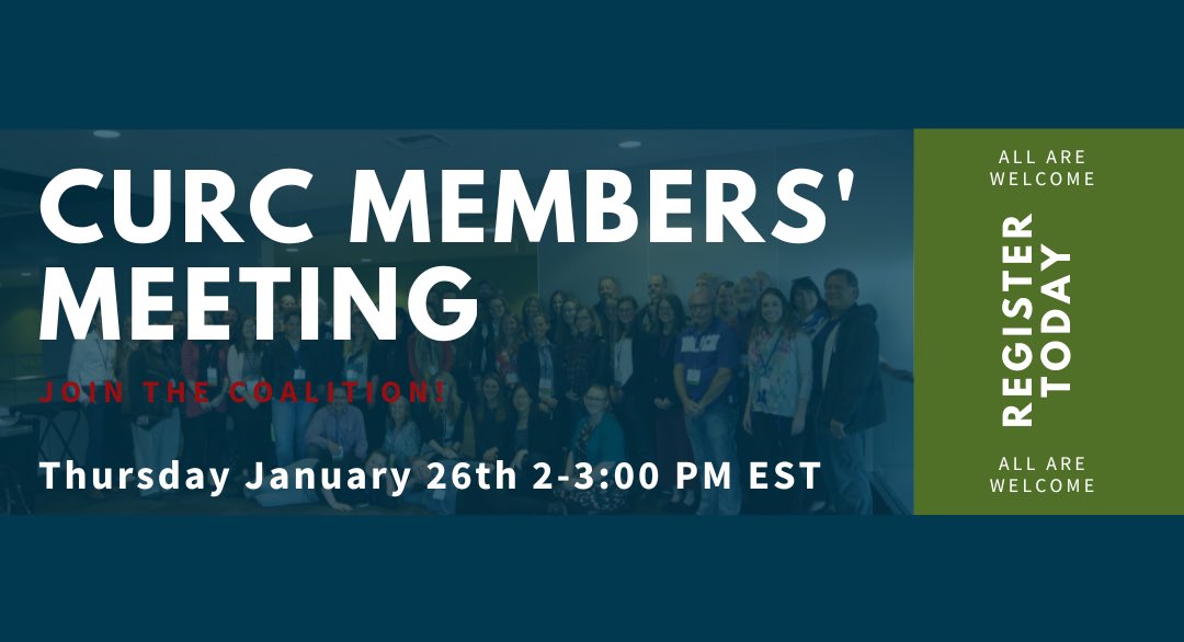 CURC3r's tweet photo. CURC Board is excited to catch up with all of you in 2023 for our annual Members' Meeting which will be held virtually on Thursday, January 26th from 2:00-3:00pm EST. We always look forward to this event. Use this link to register- https://t.co/SXcQvmZgHB https://t.co/5yRWdEtLjy