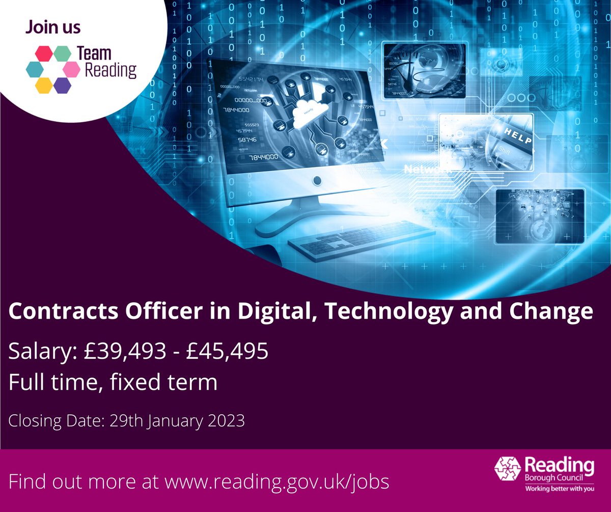 ReadingCouncil's tweet photo. There has never been a better or more exciting time to join Reading Borough Council’s Digital, Technology and Change team and we're hiring!
More details here: https://t.co/NPAYNpwXy2
#newjob #teamreading #ITjobs https://t.co/udYfHcLWvd