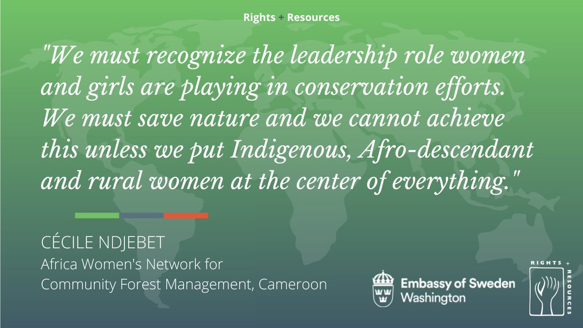 Our first panel is underway: Cécile Ndjebet, Founder of the African Women's Network for Community Management (REFACOF) and 2022 Wangari Maathai Forest Champion talks about the key role Indigenous and rural #women and #girls play in global conservation efforts. #RRIDialogue