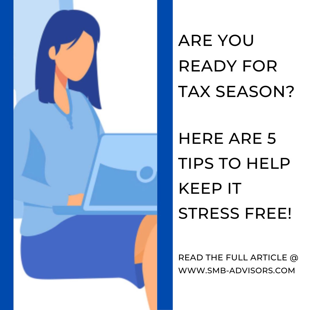SMBAdvisorsCPA's tweet image. Don't wait until the last minute! Tax season is right around the corner. Are you ready? It can be a hectic time of year, but don’t worry—you’ll be well on your way to a stress-free tax season if you follow these 5 tips. #taxtwitter #taxready #taxseason smb-advisors.cpa/resources/adva…