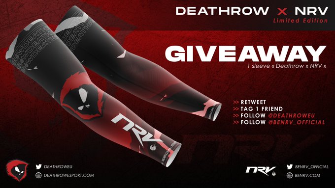 Pour célébrer le retour en stock de notre collab avec <a href="/BeNRV_Official/">BeNRV</a>, nous avons le plaisir de vous offrir une manchette aux couleurs du club ! 

Pour participer: 

🔁RETWEET
✍️🏽TAG 1 AMI
✅FOLLOW @DeathroWEU et <a href="/BeNRV_Official/">BeNRV</a> 

Rendez-vous le 31 Janvier à 17:00 pour le tirage !